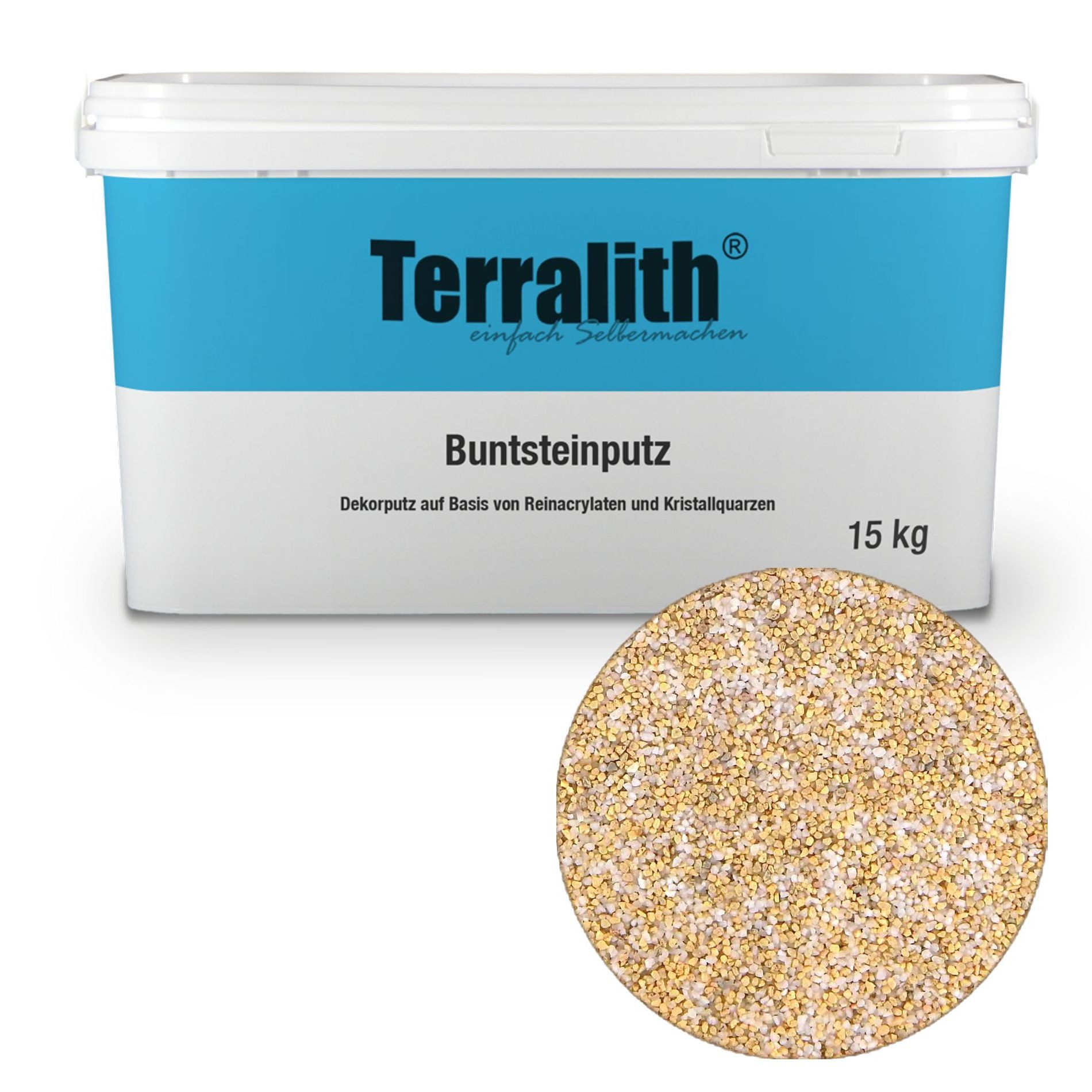 Terralith® Kunstharzputz Buntsteinputz Mosaikputz 2mm -15 kg- BSP17 (Eimer, Verarbeitungsfertig) Dekorationsputz aus Marmor-Granulat bzw. eingefärbter Körnung