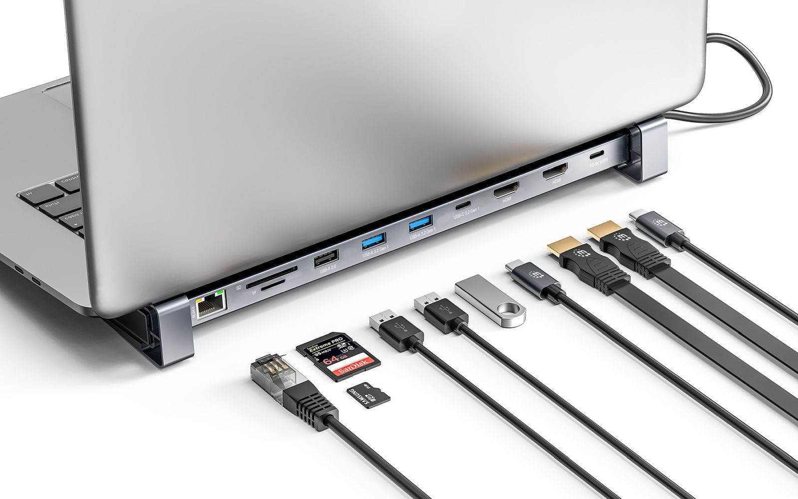 MANHATTAN 10-in-1 - Dockingstation - USB-C 3.2 Gen 1 Smartphone-Ladegerät