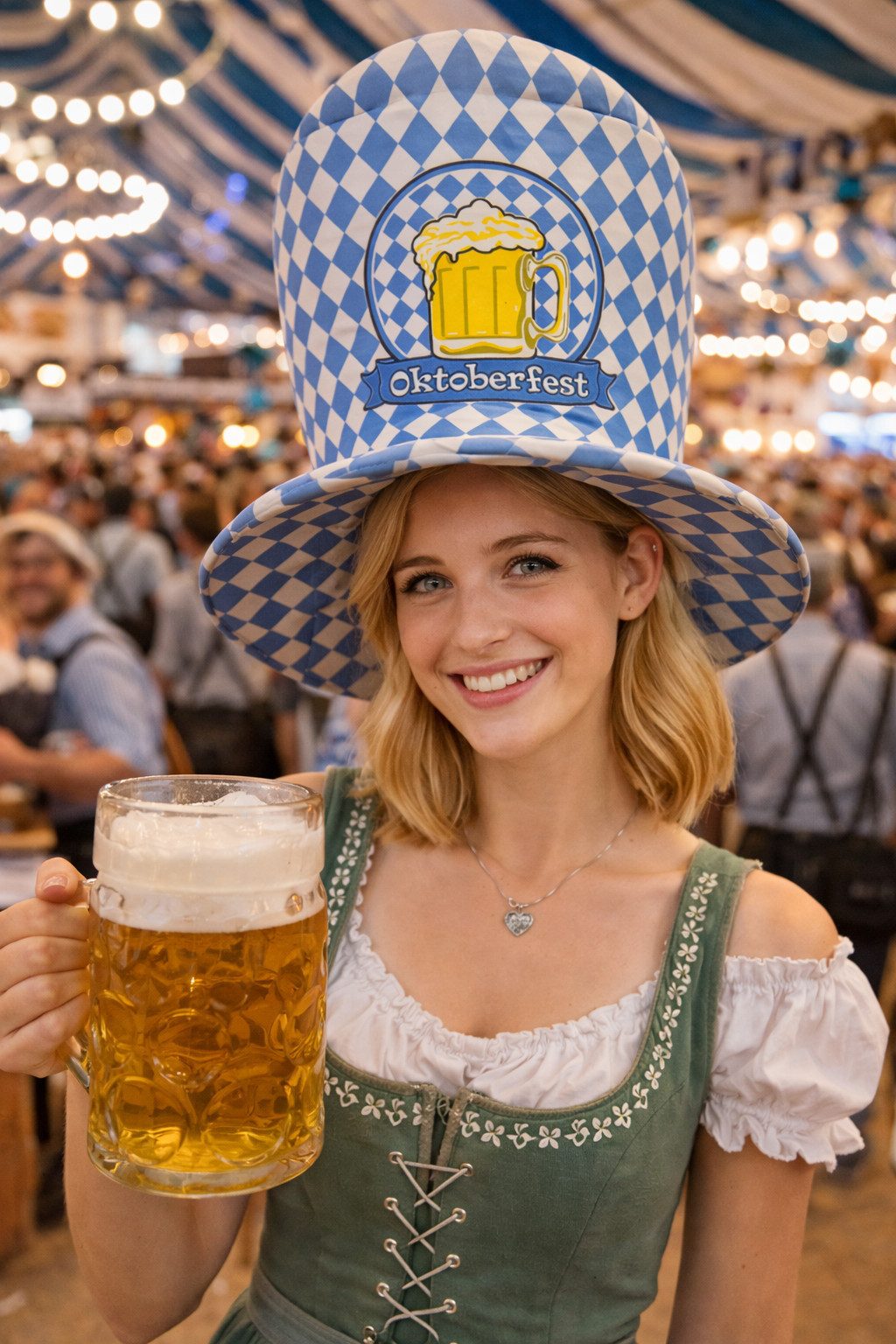 Rungassi Schlapphut Oktoberfest Hut XXL Bayerischer Partyhut mit Biermotiv Wiesn