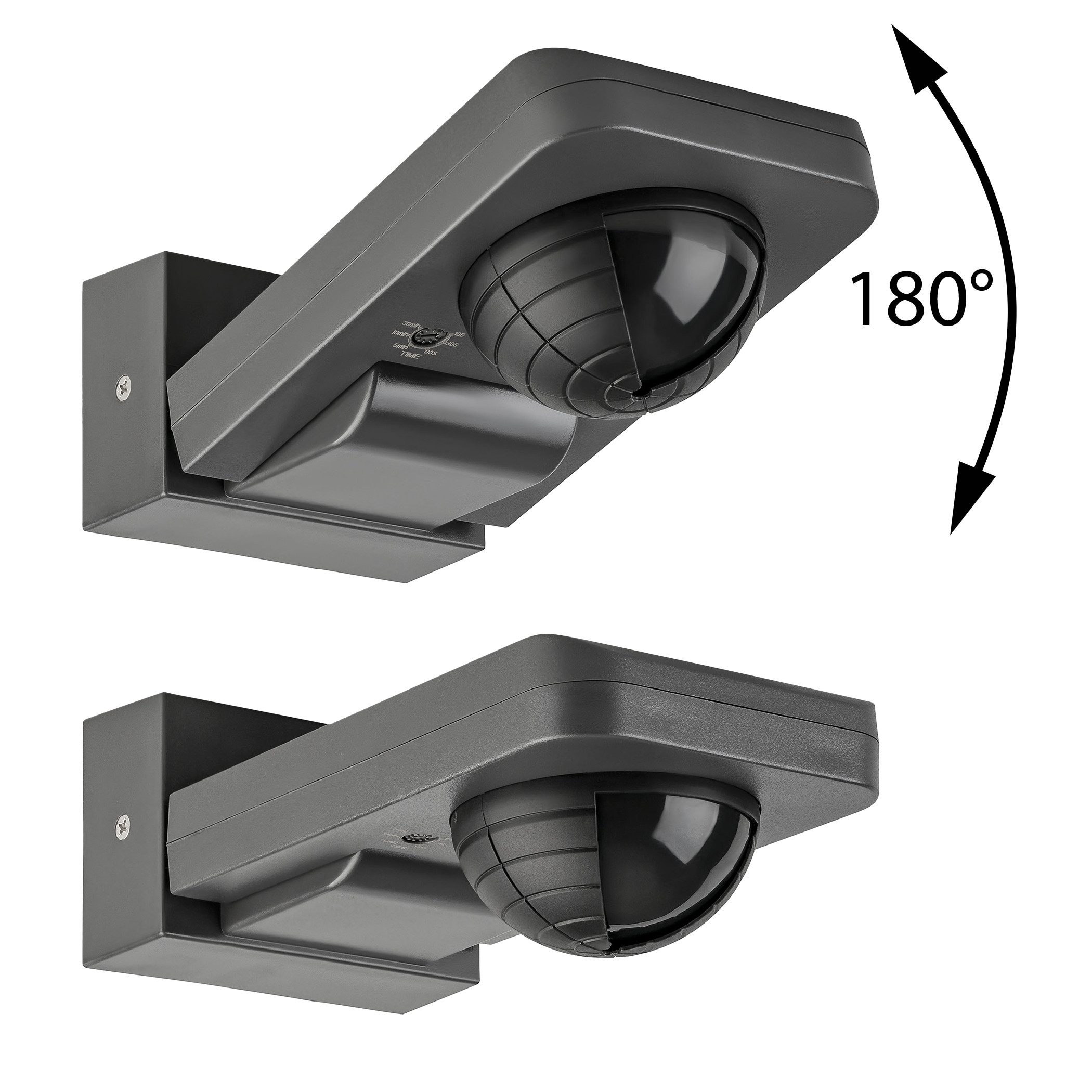 SEBSON Bewegungsmelder Infrarot Sensor Außen IP65 Aufputz, Anthrazit Reichweite 20m 360°, (1-St), Wand und Deckenmontage, LED geeignet, programmierbar; schwenkbar