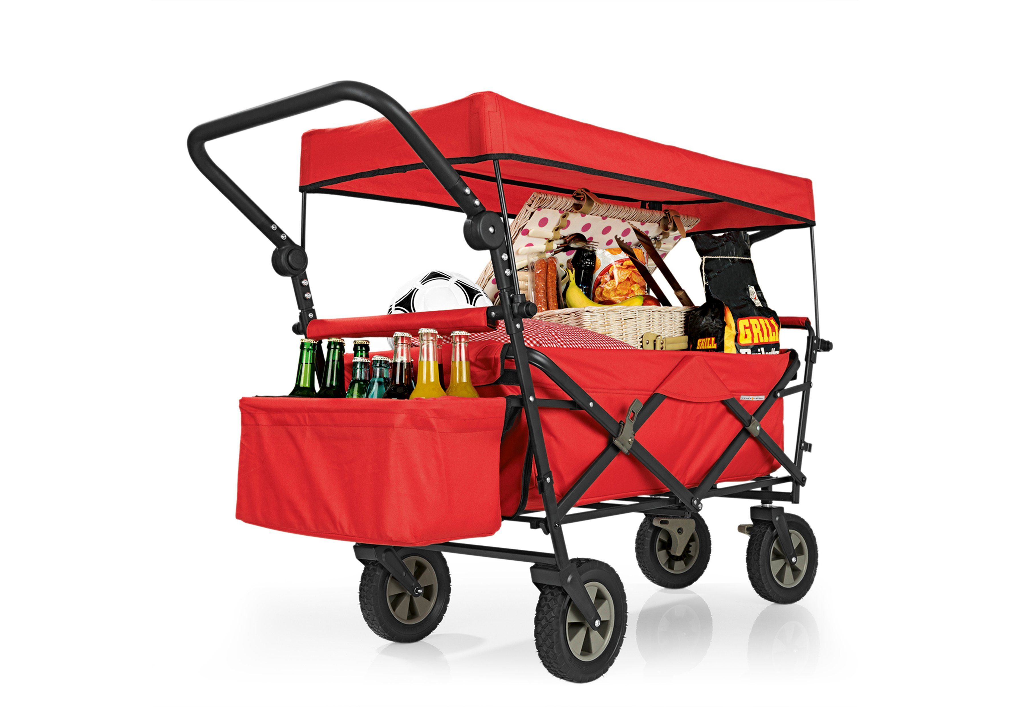 PRIMA GARDEN faltbar Bollerwagen,Schutzdach,Kühltasche,Rot online