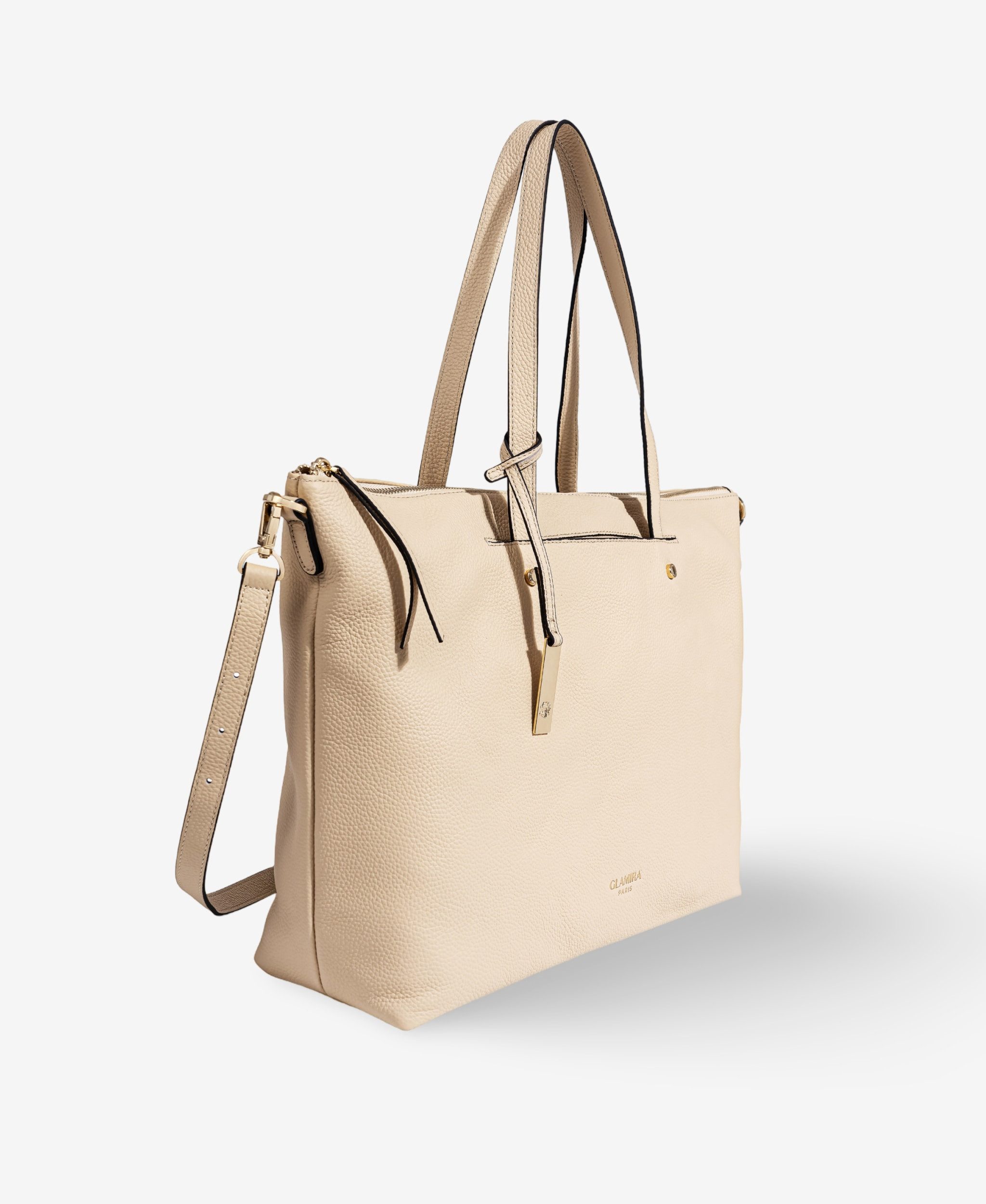 GLAMIRA Schultertasche Lysandra Beige Schultertasche (1-tlg), echt Leder, mit geräumigem Hauptfach