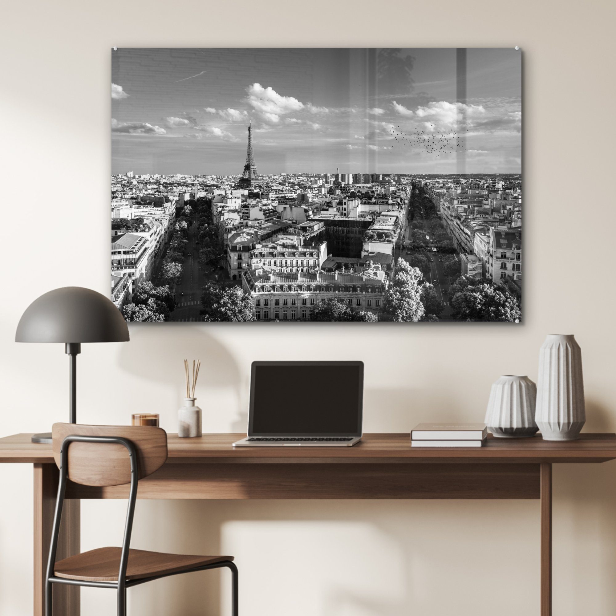 St), Frankreich Eiffelturm, Schlafzimmer Acrylglasbild Schwarz Acrylglasbilder Wohnzimmer MuchoWow - (1 - Weiß & -