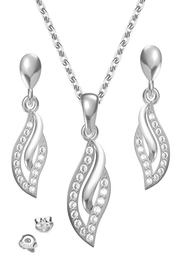 Limana Schmuckset 925 Silber Halskette Kette Ohrringe Ohrstecker Anhänger Geschenk Set (inkl. Schmuckbox mit Herz Gravur), Geschenkset Idee für Sie Frauen Damen Freundin Mutter Ehefrau Oma