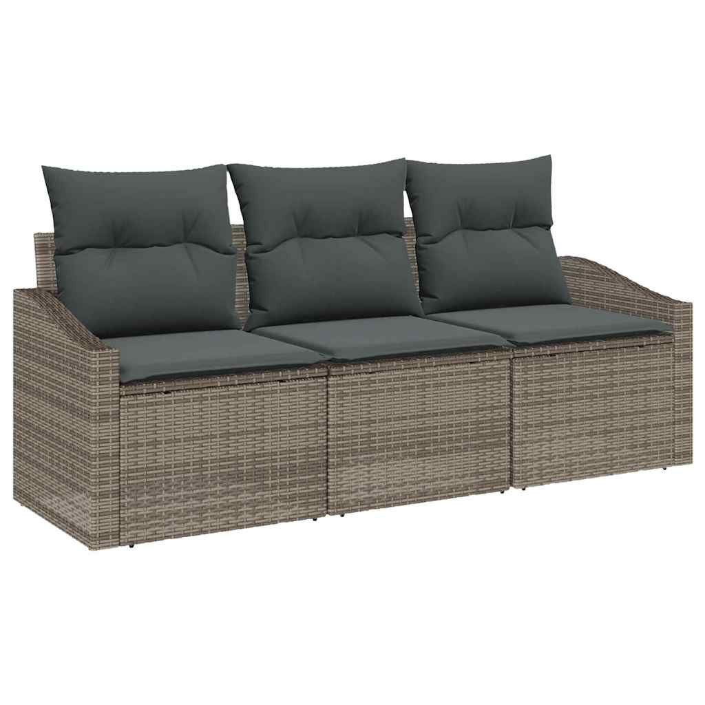 Gartenlounge-Set Sofa Set 3 stk. Grau [Synthetisch]: Poly Rattan