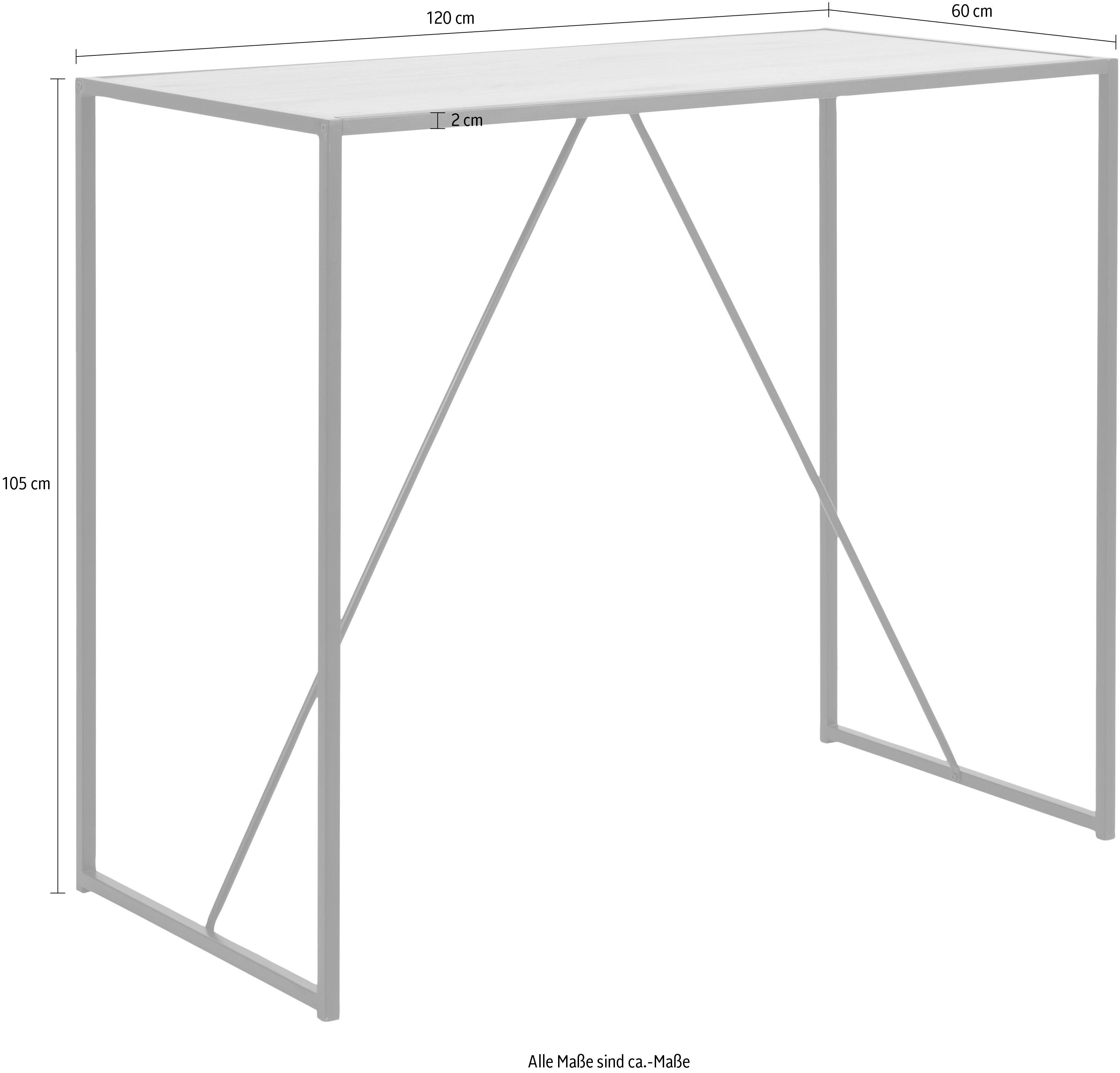 Metallfuß, | Esche in cm, mit Breite Variationen 120 weiteren schwarz Esche schwarz ACTONA schmalem Bartisch, GROUP