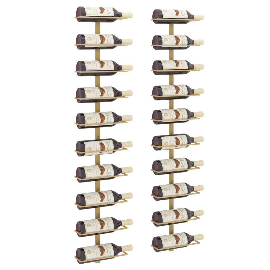 vidaXL Weinregal Wand-Weinregale für 10 Flaschen 2 Stk. Golden Metall, 1-tlg.