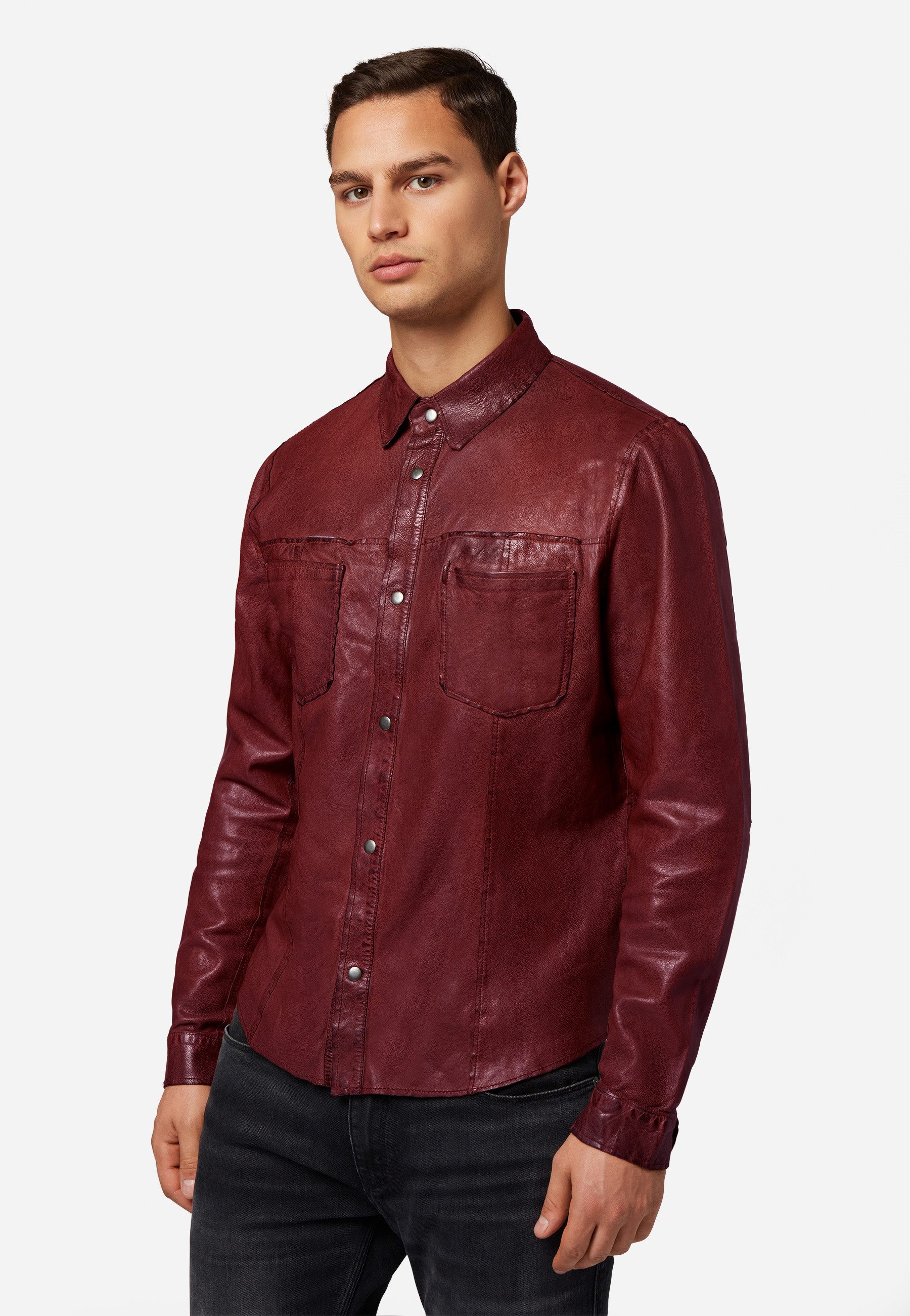 RICANO 2-in-1-Langarmshirt Reverse Shirt Wendbares Lederhemd günstig online kaufen