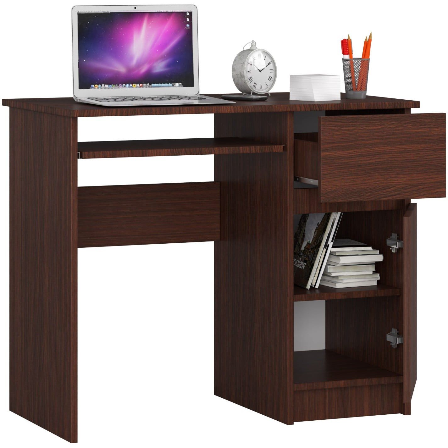 Raumhirsch Furniture Schreibtisch 90 cm Breite - Computertisch 90 cm Breite - Optimale Arbeitsfläche, Hochwertiges Laminat, Stauraum, elegantes Design, Selbstmontage