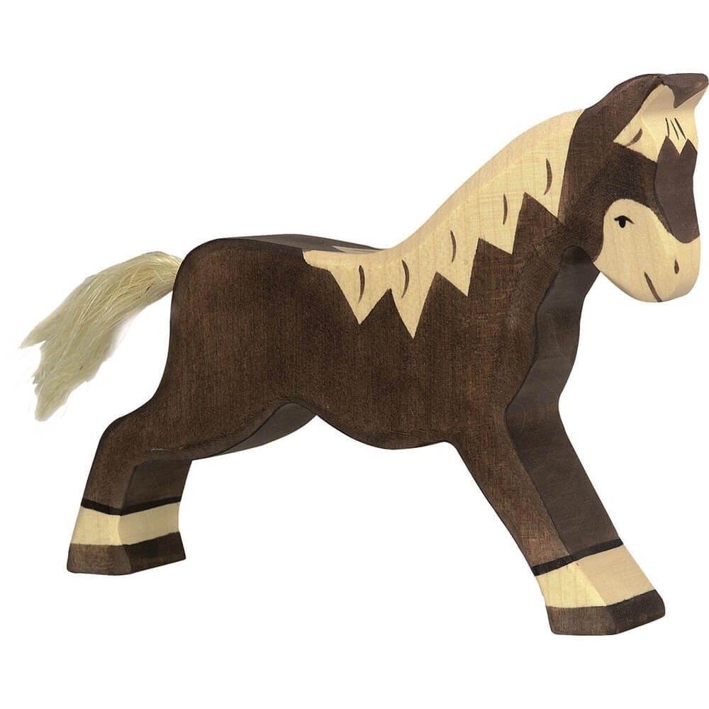 Holztiger Tierfigur HOLZTIGER Pferd aus Holz - laufend, dunkelbraun
