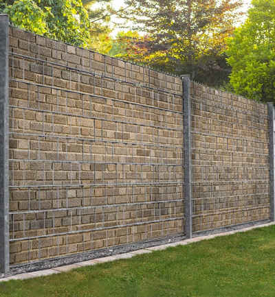 MyMaxxi Sichtschutzstreifen Zaunsichtschutz helle Ziegelsteine verwaschen Sichtschutz Garten Zaun