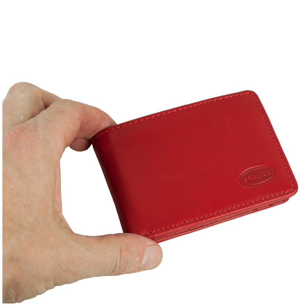 BRANCO Mini Geldbörse Kleine Geldbörse / Mini Portemonnaie aus Leder, Rot, Branco 12022