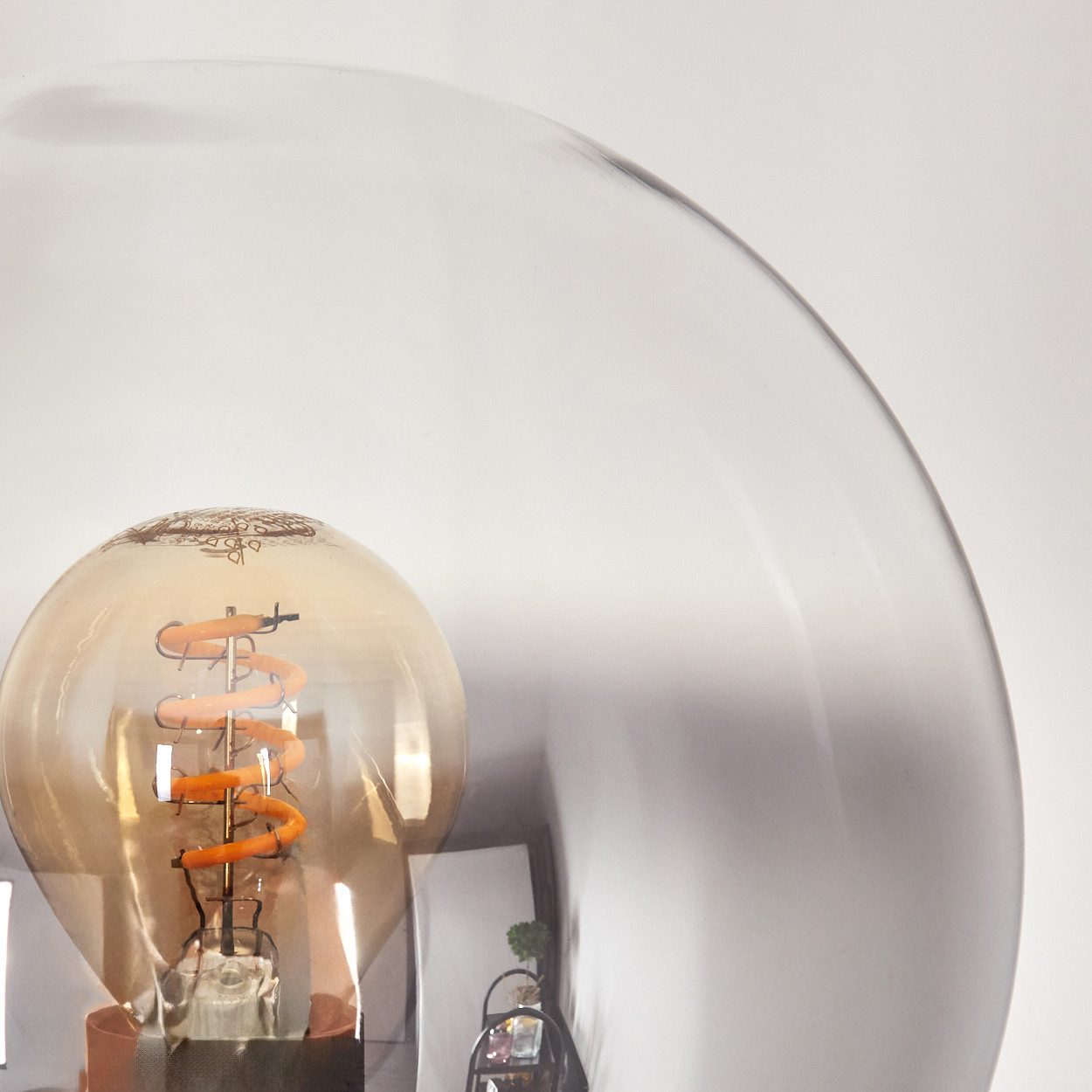 hofstein Stehlampe Stehlampe aus Metall/Holz/Glas in Schwarz/Natur/Rauchfarben/Klar, ohne Leuchtmittel, Stehleuchte im Retro-Design m. Glasschirmen (15cm), Fußschalter, E14