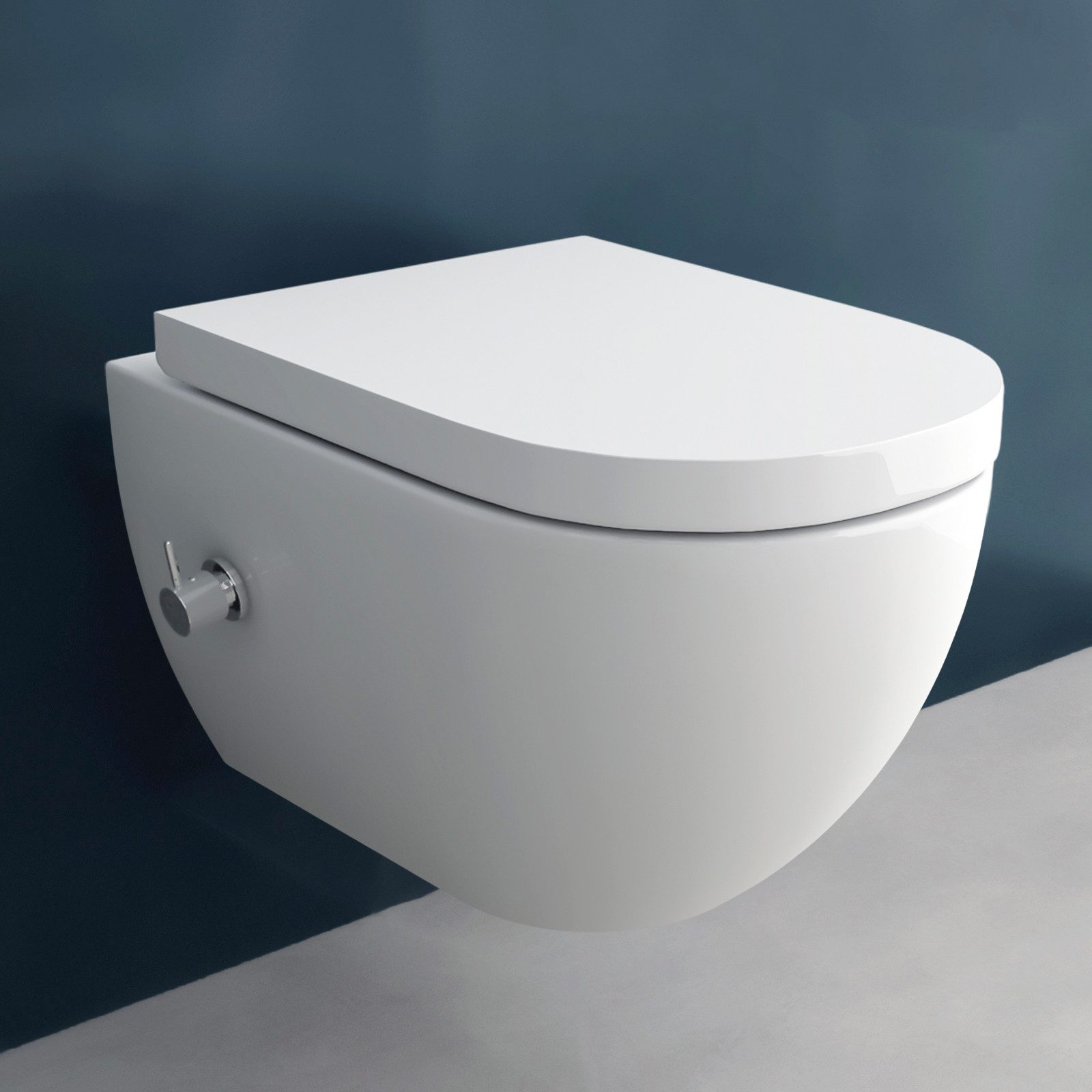 Alpenberger Dusch-WC Hänge WC mit Bidet Funktion, Tiefspül WC Spülrandlos mit WC Sitz, Wand WC, Klo mit Nano Beschichtung, Taharet WC mit Armatur, Wand WC Spülrandlos