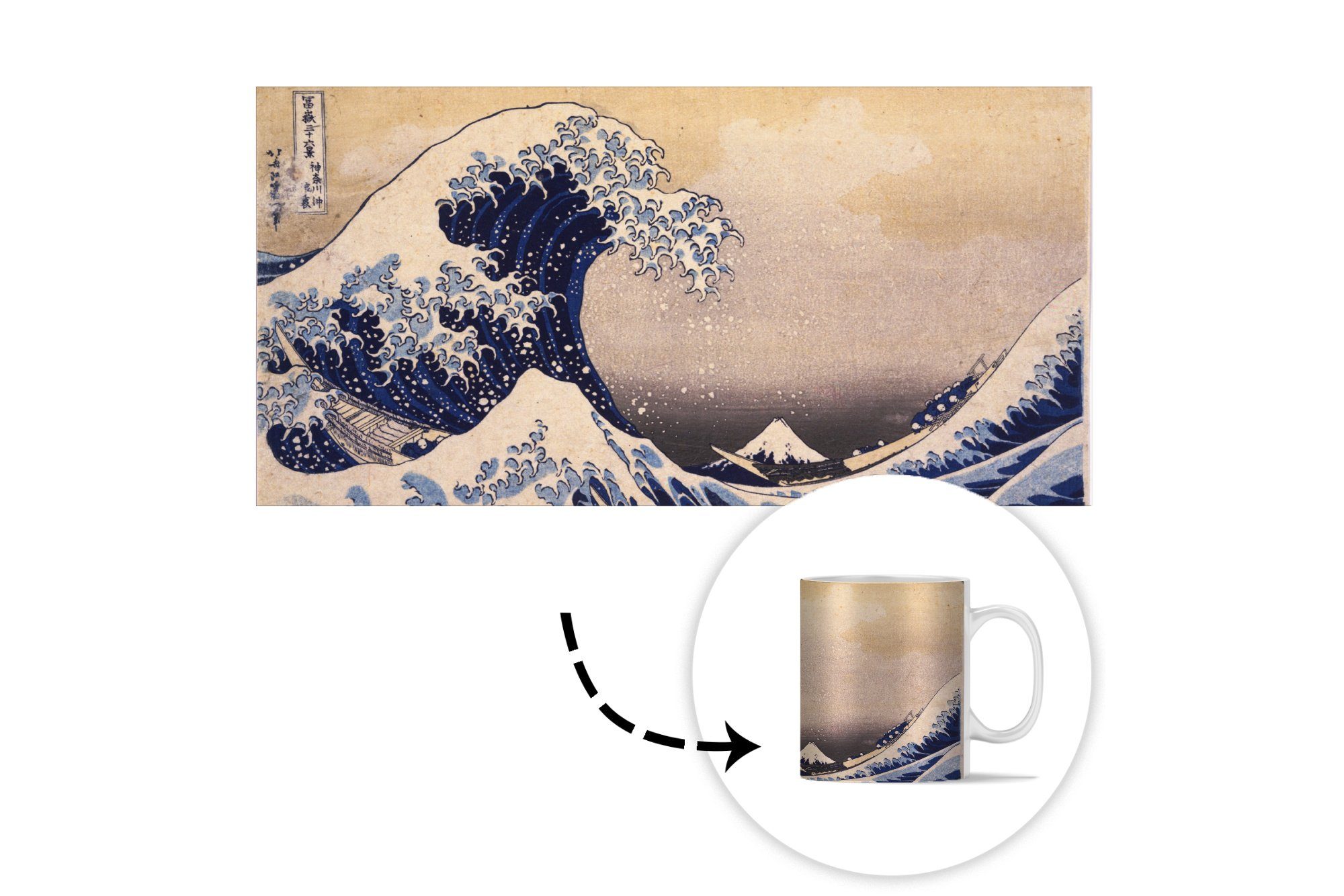 Kaffeetassen, Gemälde Katsushika Teetasse, - große Becher, Die von MuchoWow Hokusai, von Keramik, Tasse Geschenk Kanagawa Teetasse, Kluft