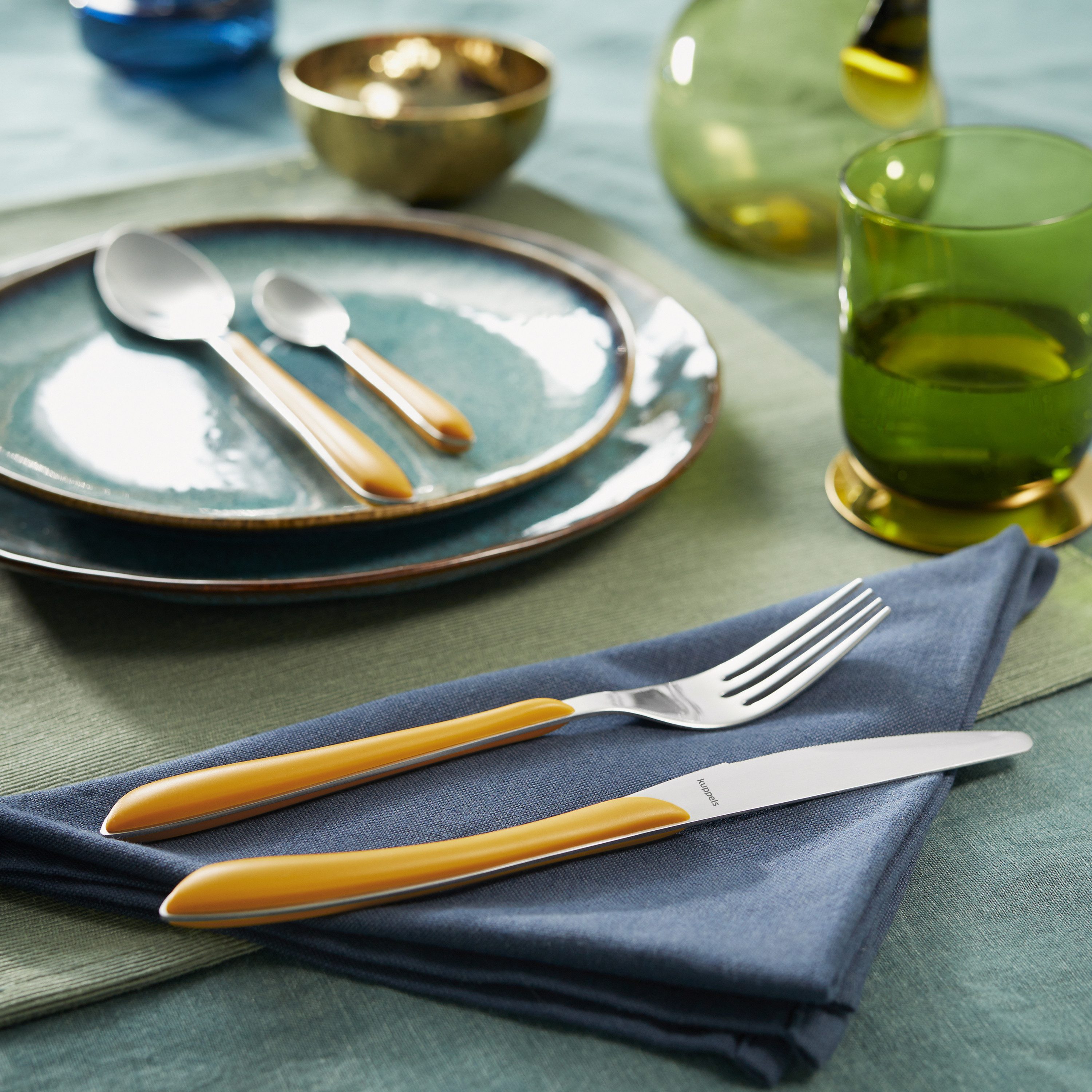 Kuppels Besteck-Set PRISMA (24-tlg), 6 Personen, 13/0 18/0 ABS, Griff Kunststoff, senfgelb matt