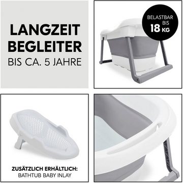 Hauck Babybadewanne Wash N Fold L, White/Stone, Faltbadewanne mit Wassertemperaturmessung am Ablaufstopfen