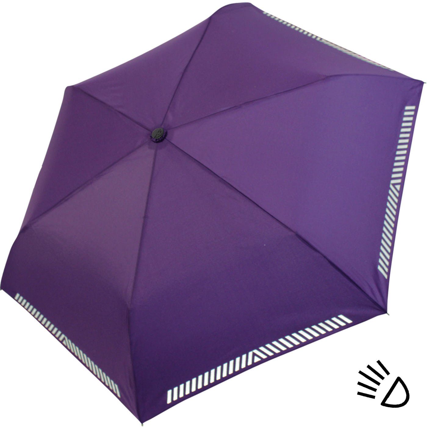 iX-brella Taschenregenschirm Mini Kinderschirm Safety extra reflektierend berry Reflex leicht