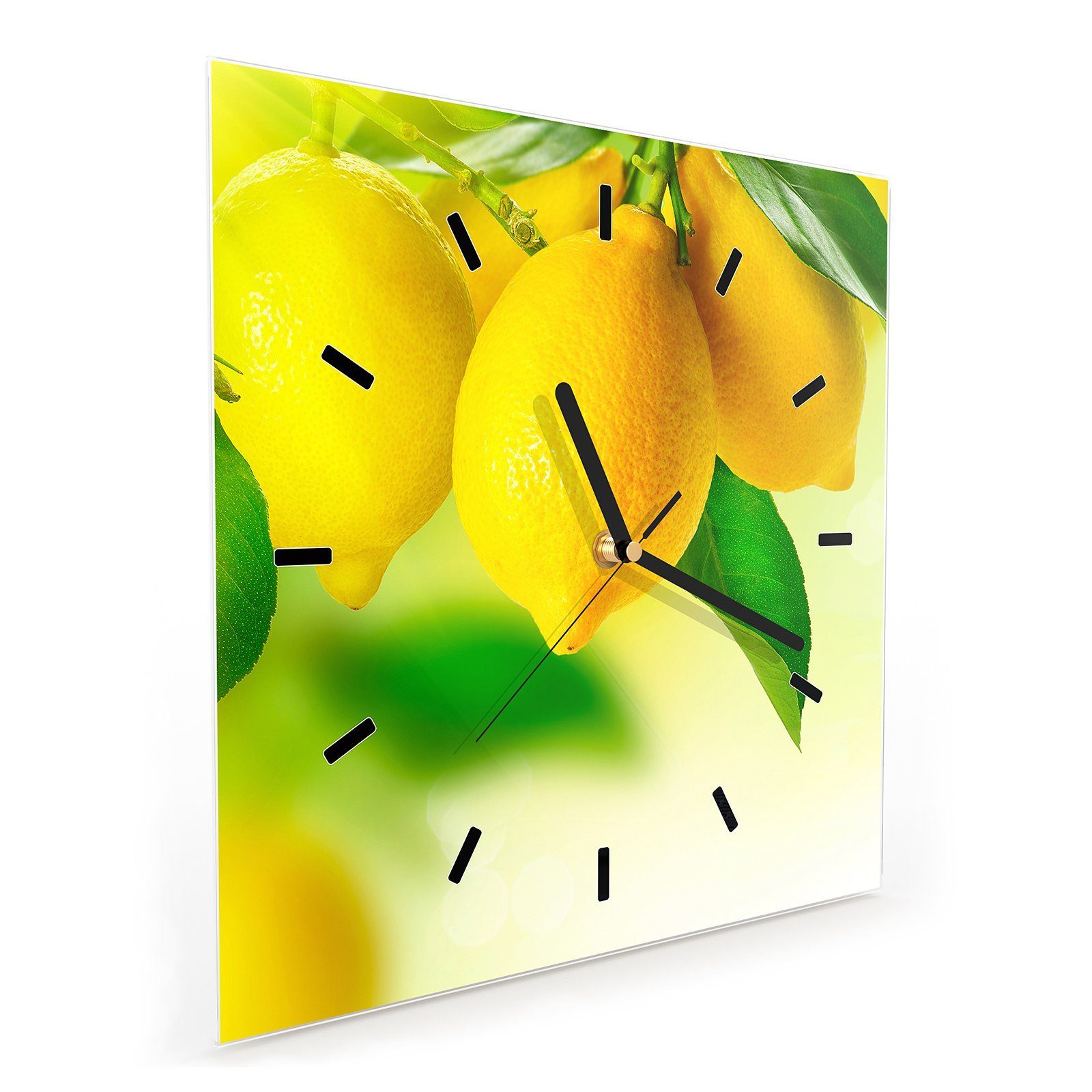 Größe 30 Primedeco Wandkunst mit cm x Wanduhr Motiv 30 Zitronenbaum Glasuhr Wanduhr
