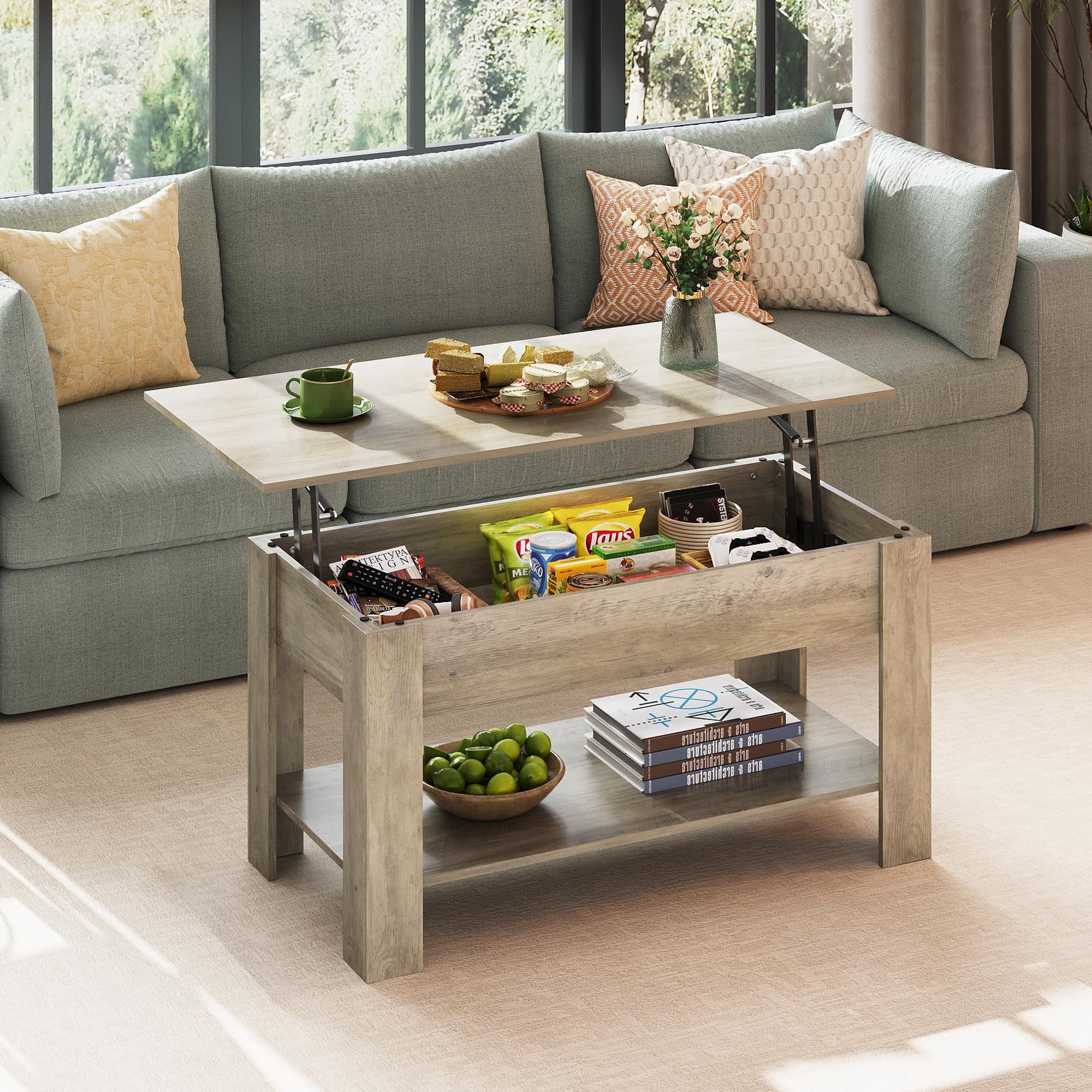 WLIVE Couchtisch Höhenverstellbar und Ausziehbar, Couchtisch Holz mit Staur günstig online kaufen