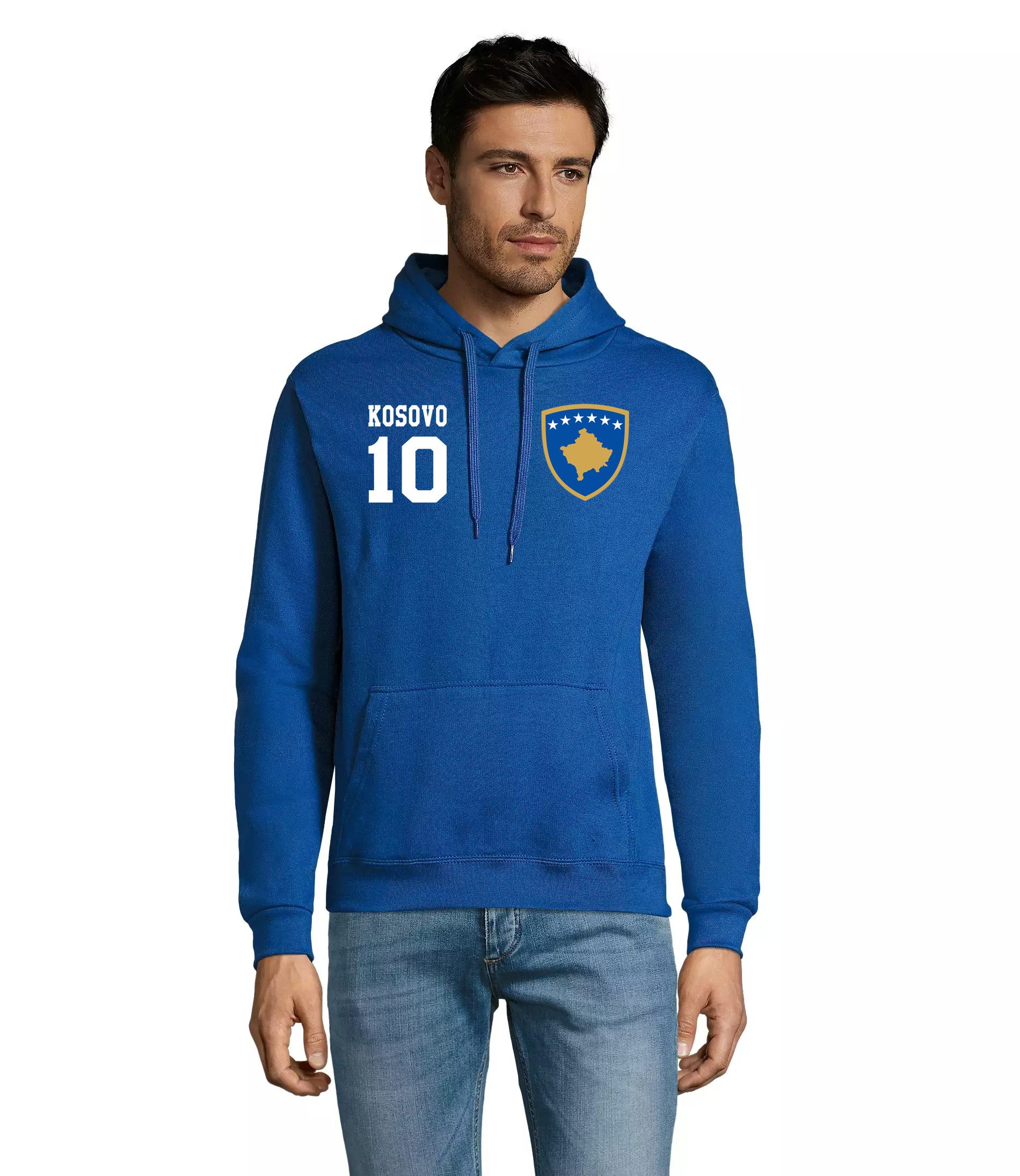 Blondie & Brownie Hoodie Herren Kosovo 10 Sport Hoodie Pullover Trikot Fußball Mit Kapuze