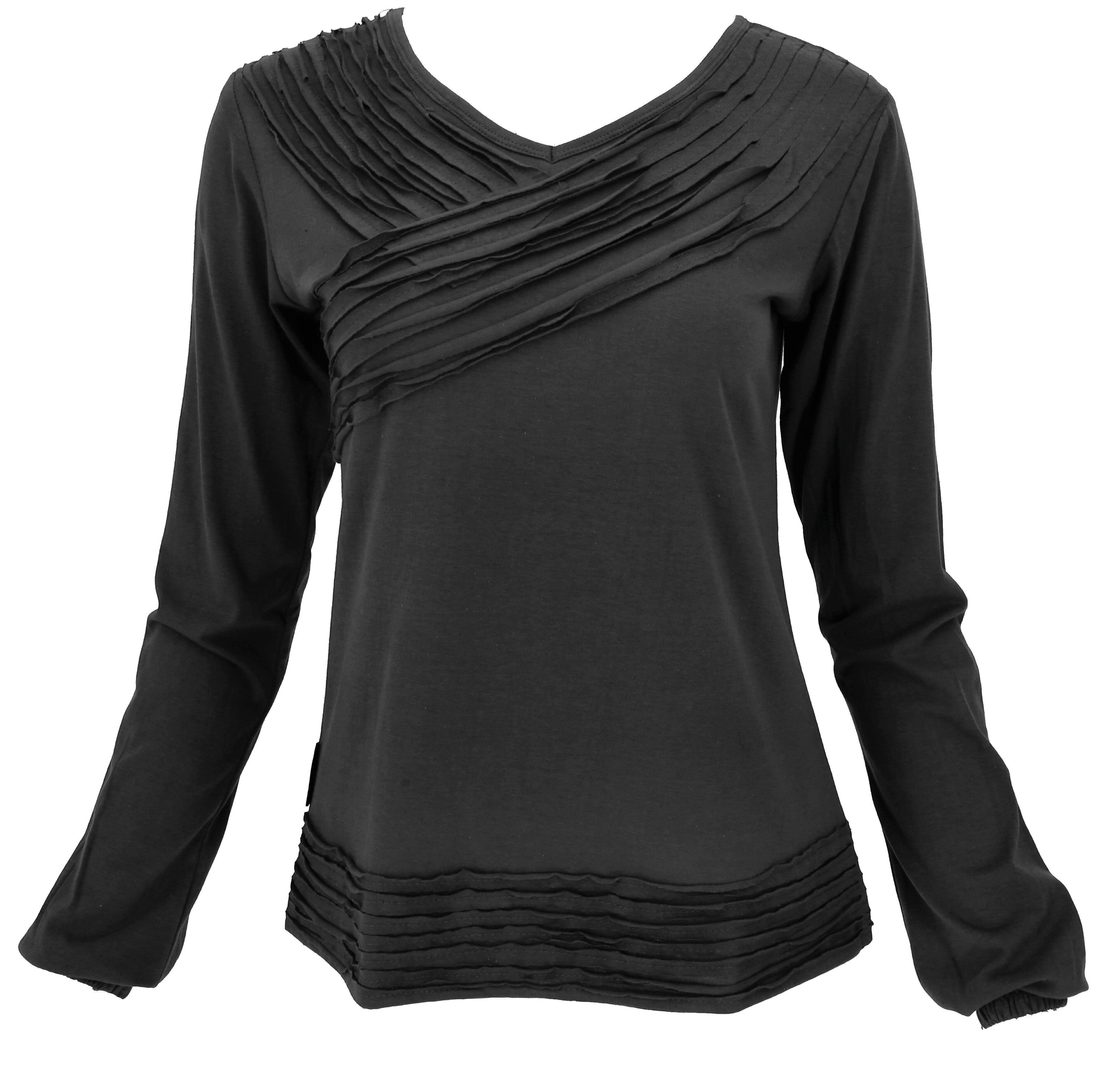 Guru-Shop Longsleeve Langarmshirt Boho Style, einfarbiges Shirt mit.. alter günstig online kaufen