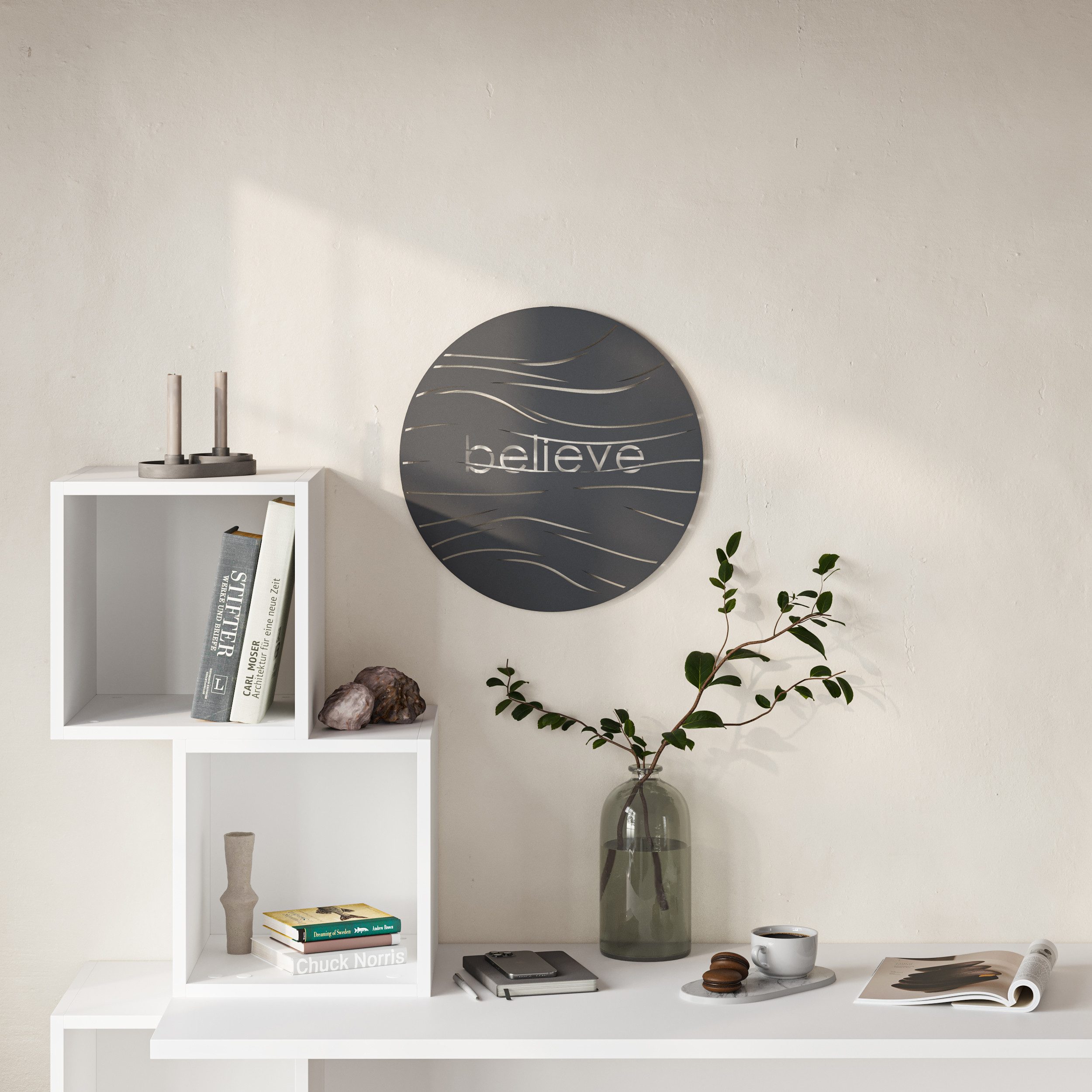 Decortie Wanddekoobjekt Metall Believe 45 x 45 x 1,2 cm, Wanddekoration aus Metall
