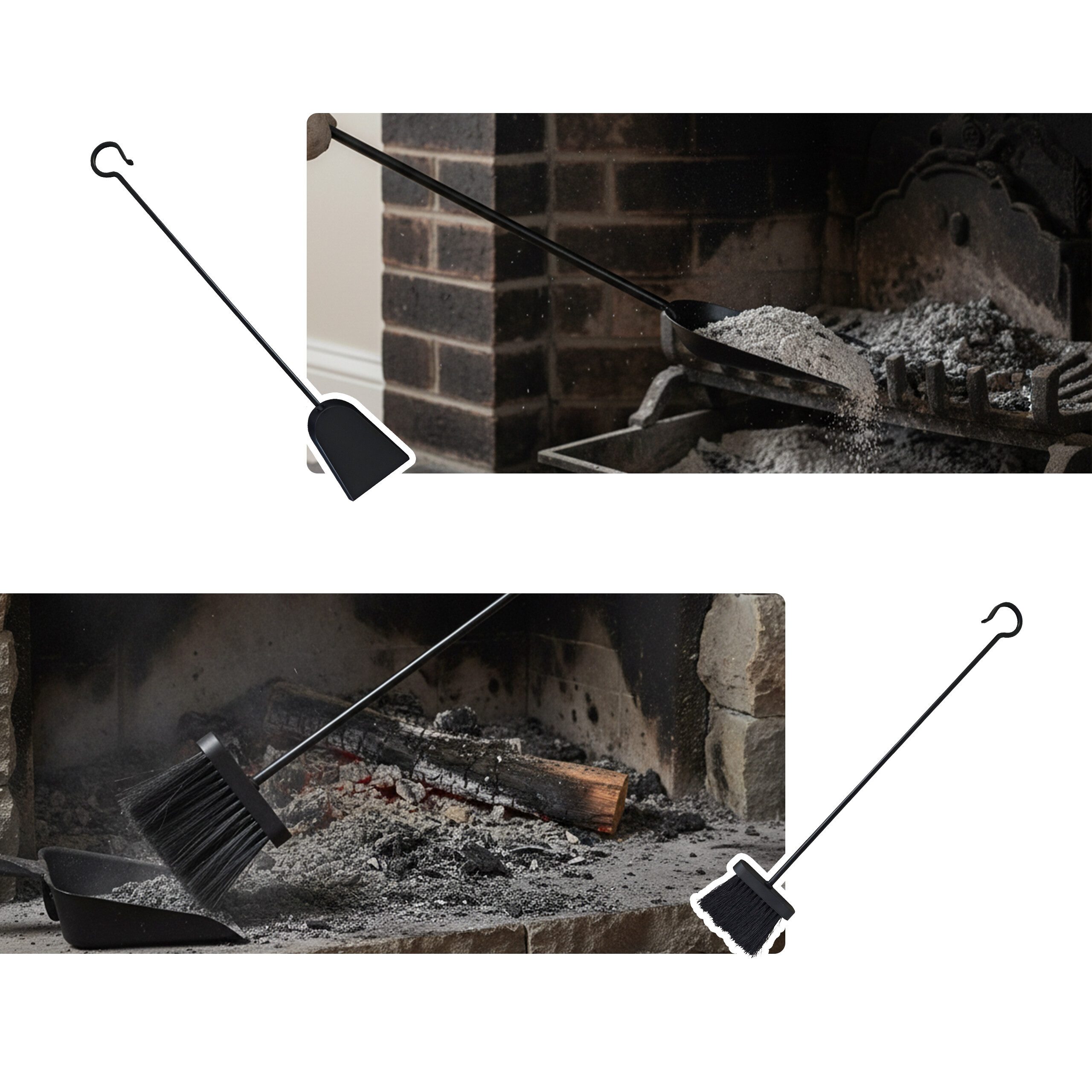 relaxdays Kamingarnitur Kamin Kehrset aus Besen und Schaufel