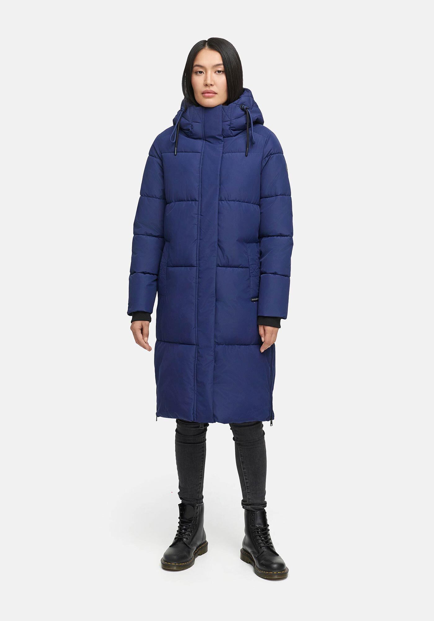 Marikoo Winterjacke Michikoo Extra langer Schnitt mit seitlichen Gehschlitzen