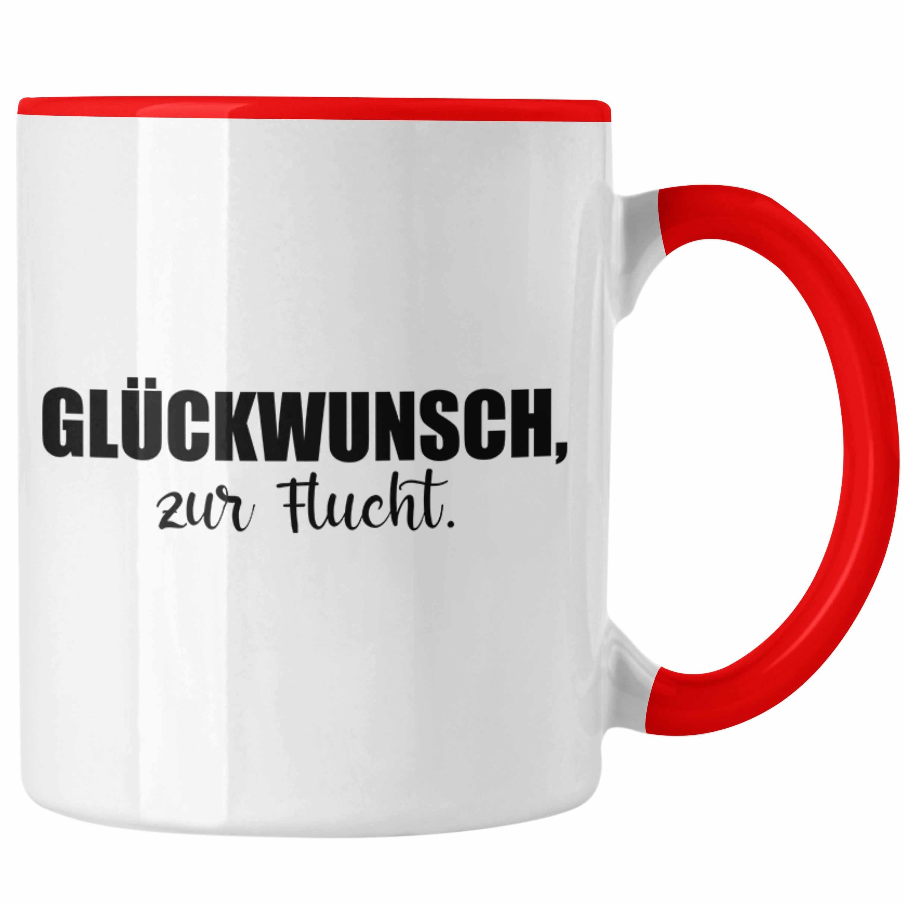 Trendation Tasse Geschenk Sprüche Zur Flucht Abschiedsgeschenk Glückwunsch Tasse Jobwechsel - Kollegin Kollege Rot Lustig