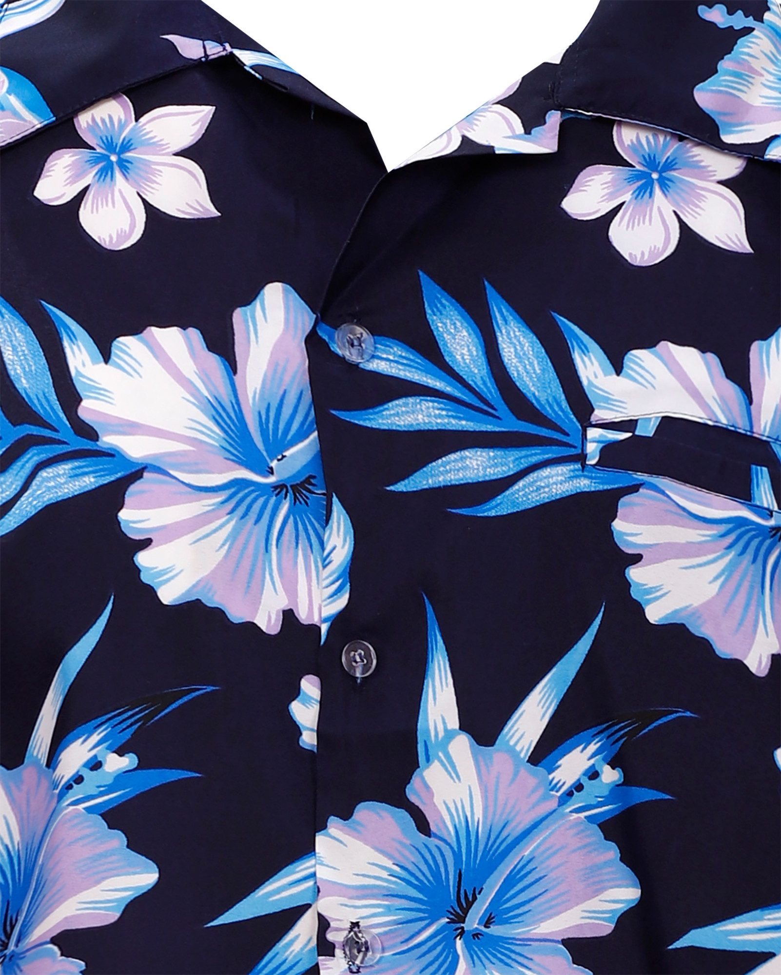 King Kameha Hawaiihemd Mono Flowers Funky Hawaii-Hemd Herren Kurzarm Front-Tasche Unisex