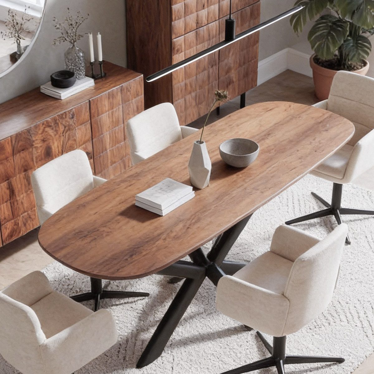 CASA DOMA Esstisch Toledo, Platte aus massiver Akazie, Gestell Mangoholz, 200x100 cm