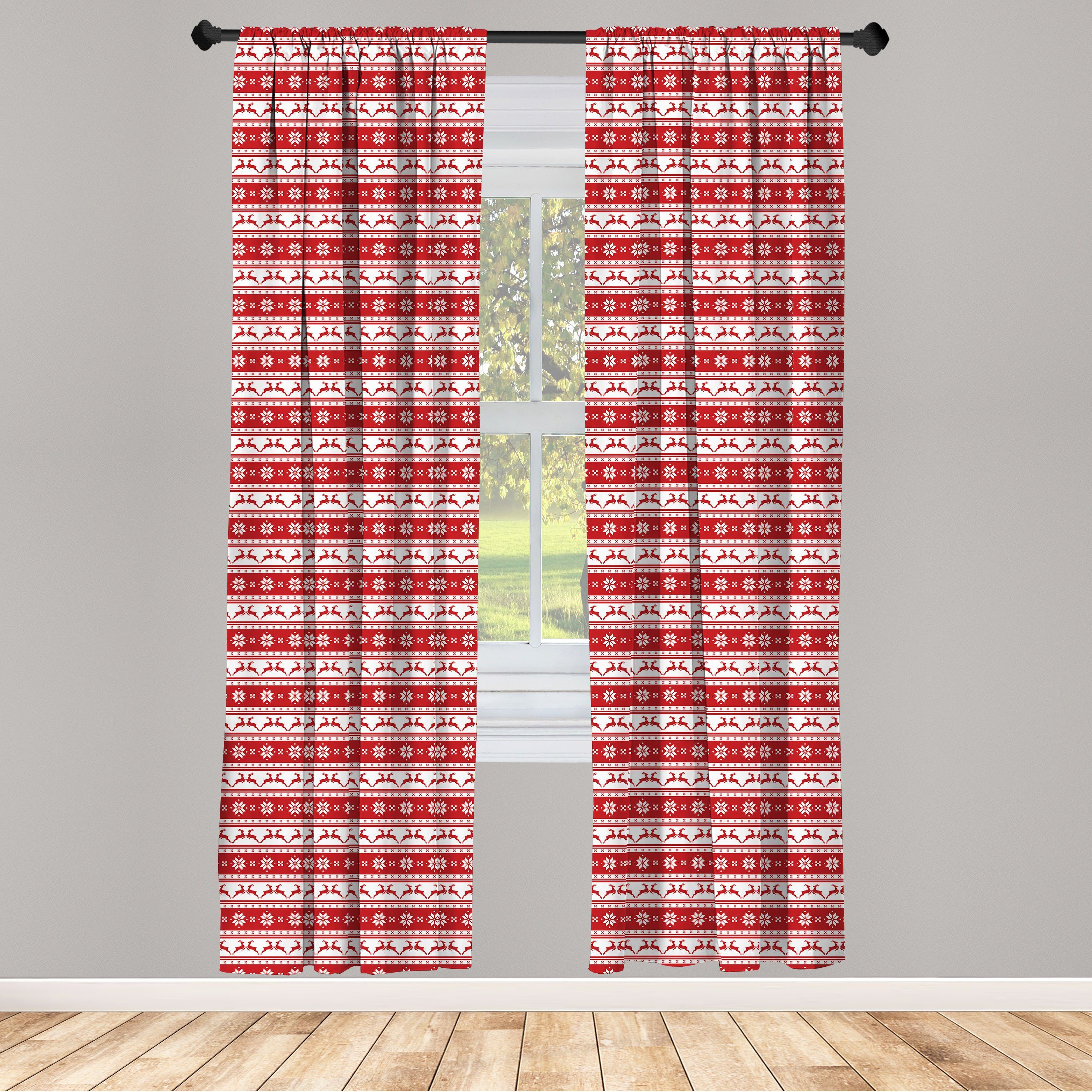 Gardine Vorhang für Wohnzimmer Schlafzimmer Dekor, Abakuhaus, Microfaser, Weihnachten Winter-Rotwild-Schneeflocke
