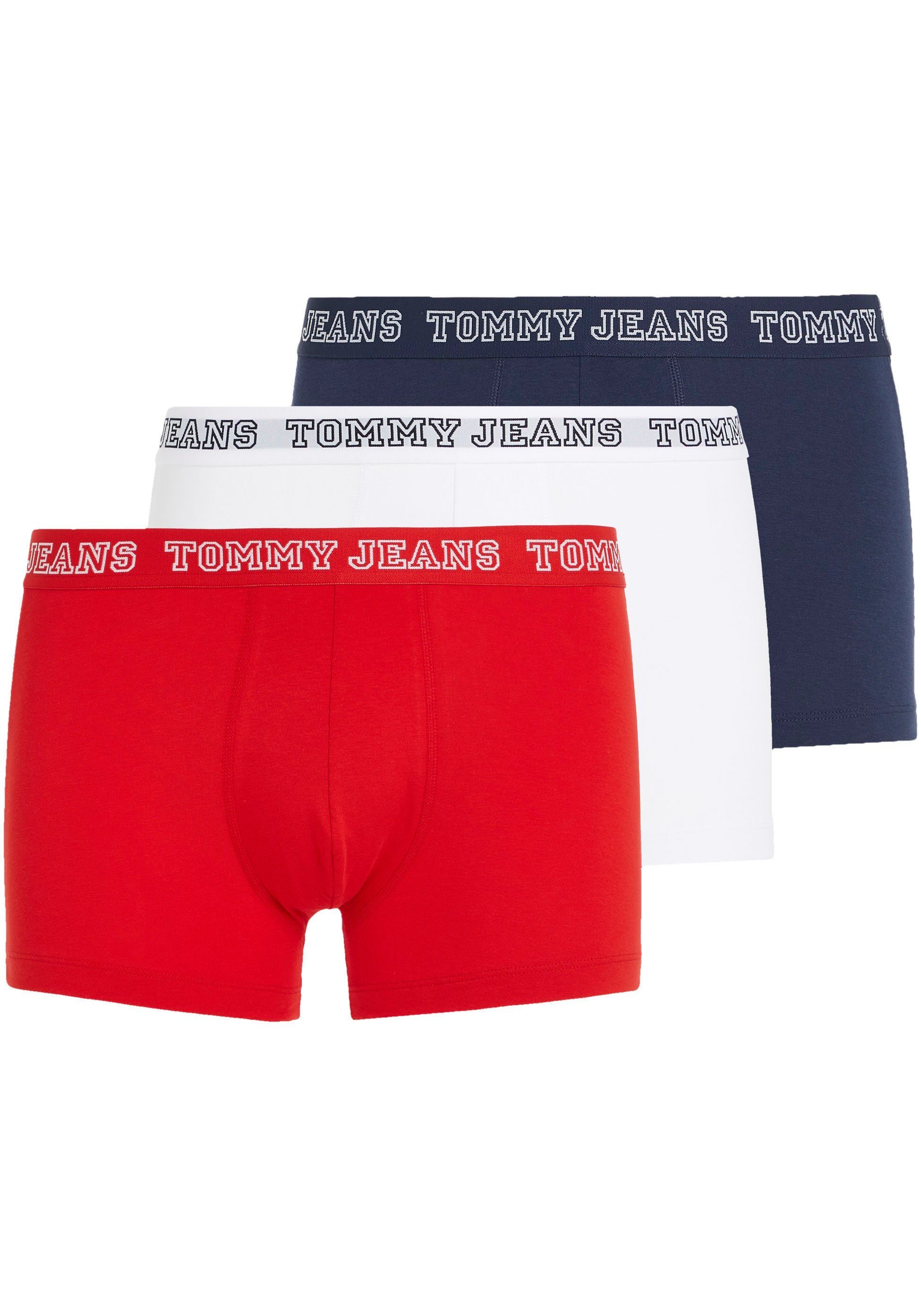 Tommy Hilfiger Underwear Trunk Tommy Deep-Crimson/White/Twilight-Navy 3-St., (Packung, mit DTM TRUNK Logo-Elastikbund Jeans 3P 3er-Pack)