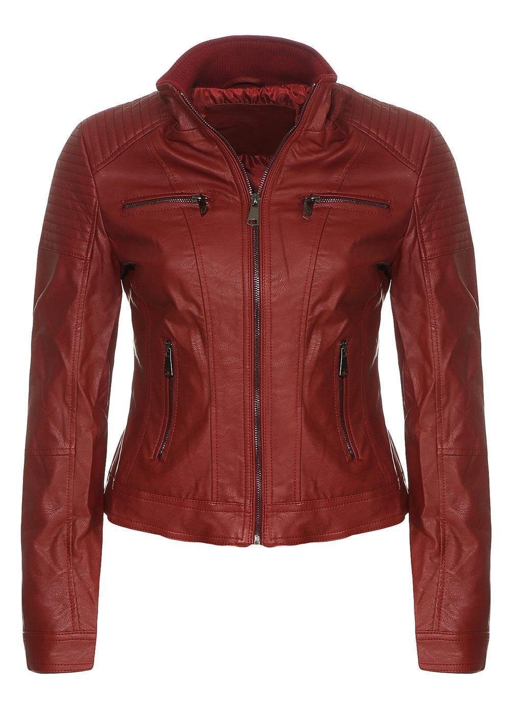 Lederimitatjacke malito Damen Jacke, Kunstleder Jacke, Jacke mit Zipper, lässige