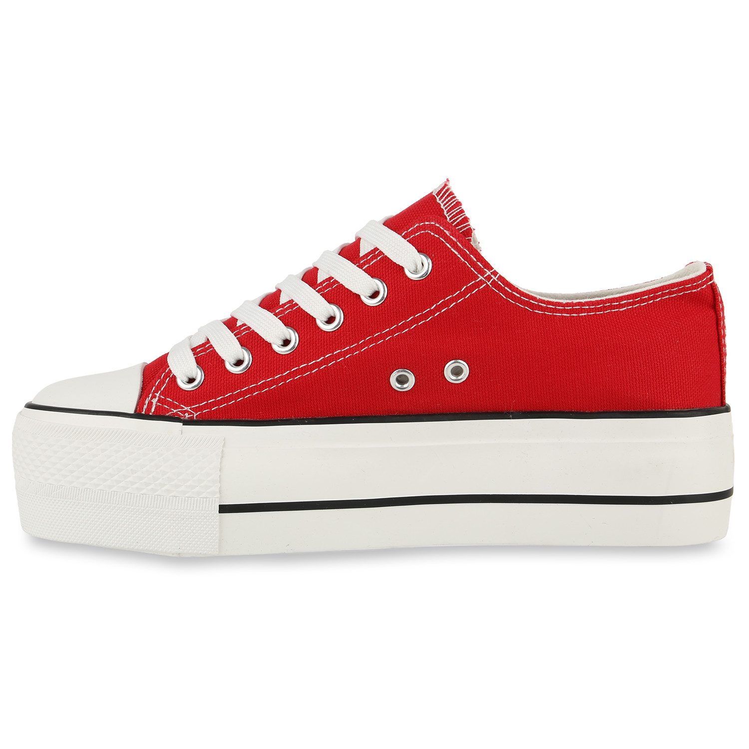 VAN HILL 842206 Plateausneaker Damen Plateau Sneaker - Modischer Low-Top Stoffschuh mit hoher Sohle