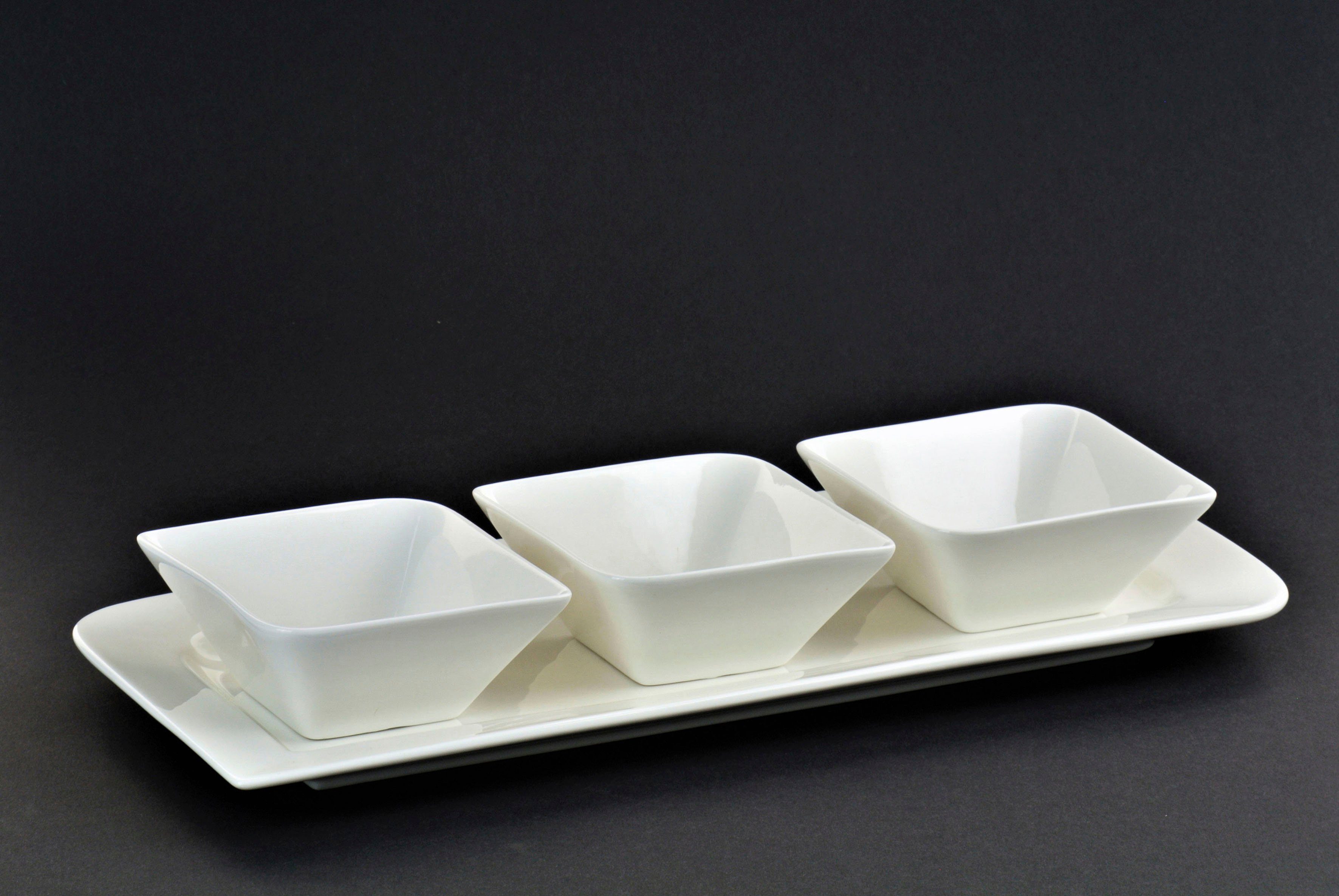 Retsch Arzberg Snackschale FANTASTIC, Porzellan, (Set, 4-tlg), außergewöhnliche eckige Form, Fine China Porzellan