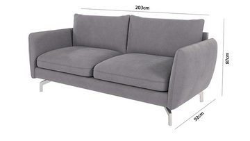 S-Style Möbel 3-Sitzer Modernes Sofa Benita mit Silber Metall Füßen, mit Wellenfederung