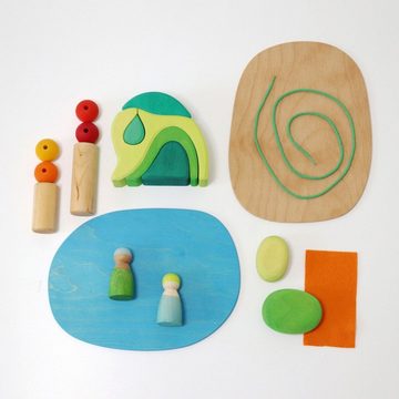 GRIMM´S Spiel und Holz Design Spielbausteine Spielwelt Waldlichtung 19 Teiliges Set Holzspielzeug Spielfiguren