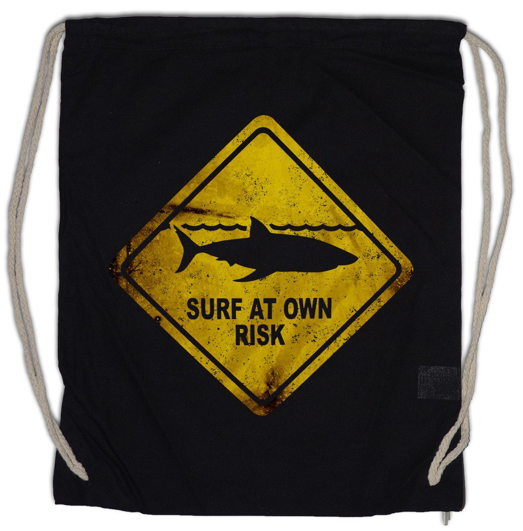 Turnbeutel Shark Warning Sign Turnbeutel Weißer Hai Surfer Surfing Diver Taucher