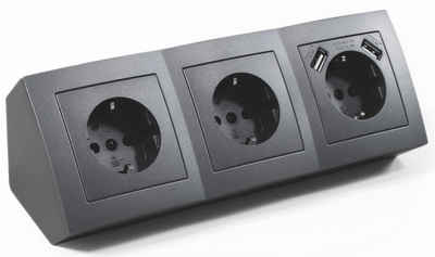 McPower MCPOWER Steckdosenblock Flair, 3-fach, 2x USB-A Steckdosenleiste