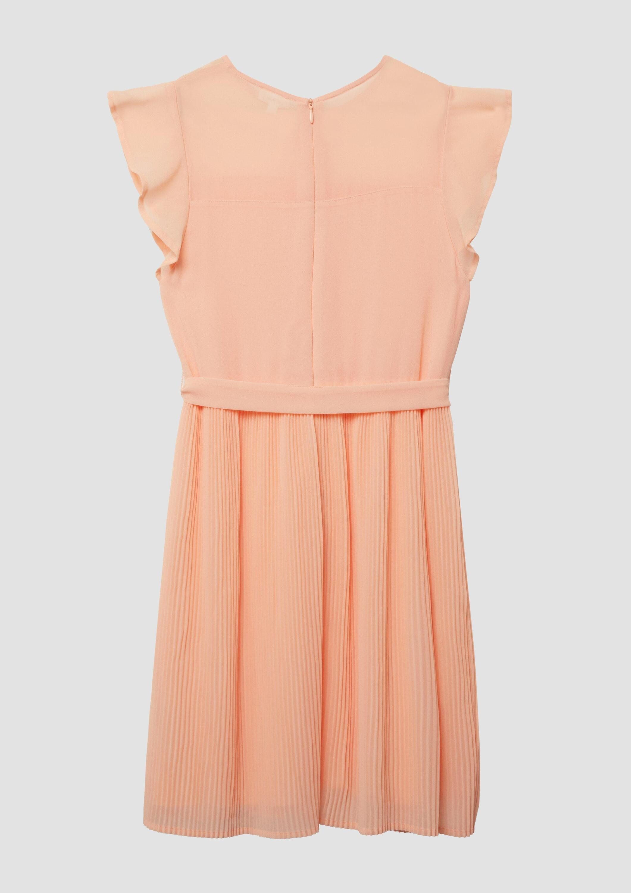 s.Oliver Minikleid Kleid Kurzes Chiffonkleid mit Volantärmeln und Bindegürtel