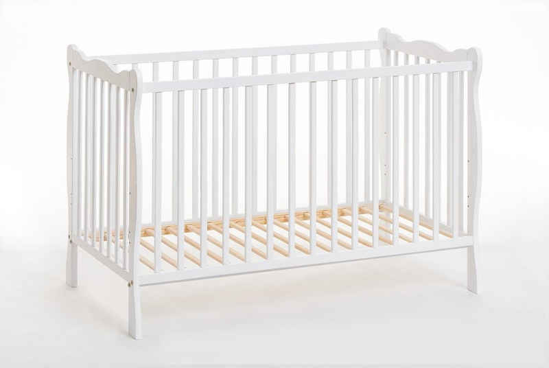 Domando Babybett Babybett Montescudaio, Breite 65cm, eine Seite demontierbar, höhenverstellbar