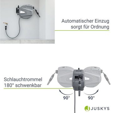 Juskys Schlauchaufroller Flowwater, Durchmesser Schlauch 1/2 Zoll, schwenkbar, Multifunktionsbrause