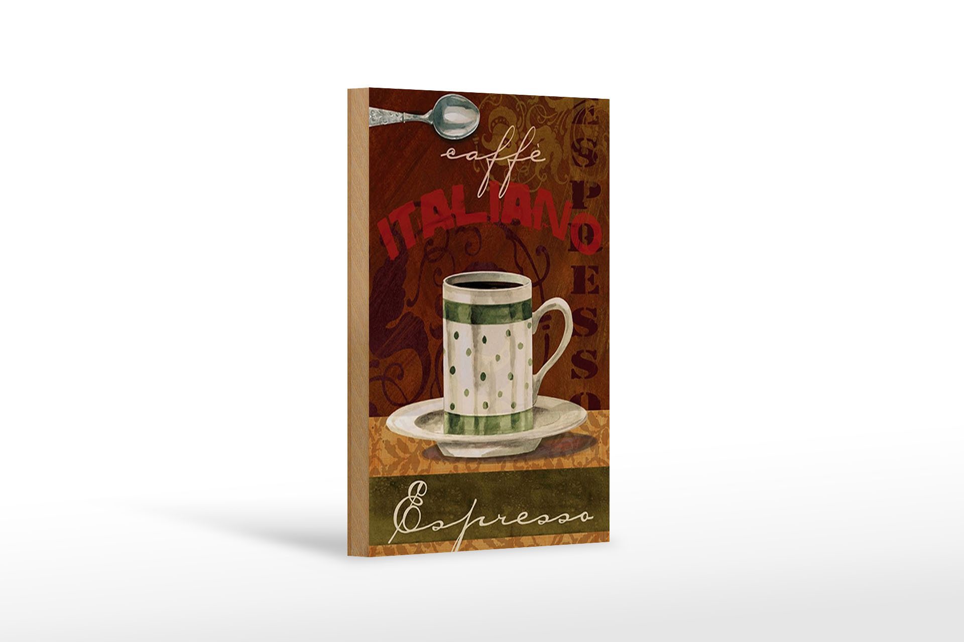 Holzbild Kaffee 12x18 cm Caffe italiano Espresso Tasse