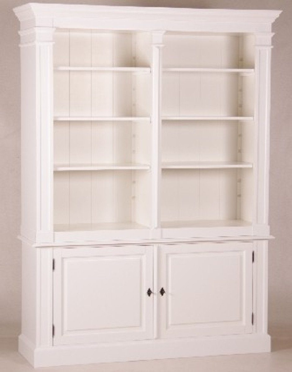 Casa Padrino Buffet Shabby Chic Landhaus Stil Schrank Bücherschrank Weiß B 160 H 215 cm- Schrank