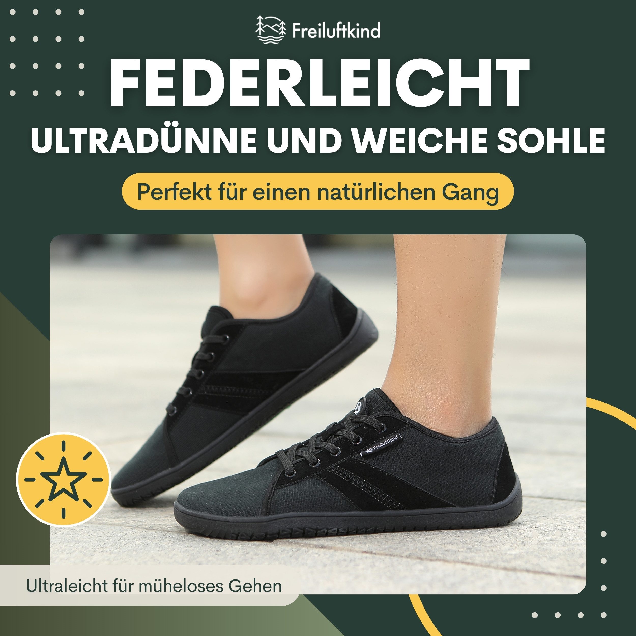 Freiluftkind Baker – gesunde Barfußschuhe Sneaker - Entlasten Füße & Gelenke Sneaker