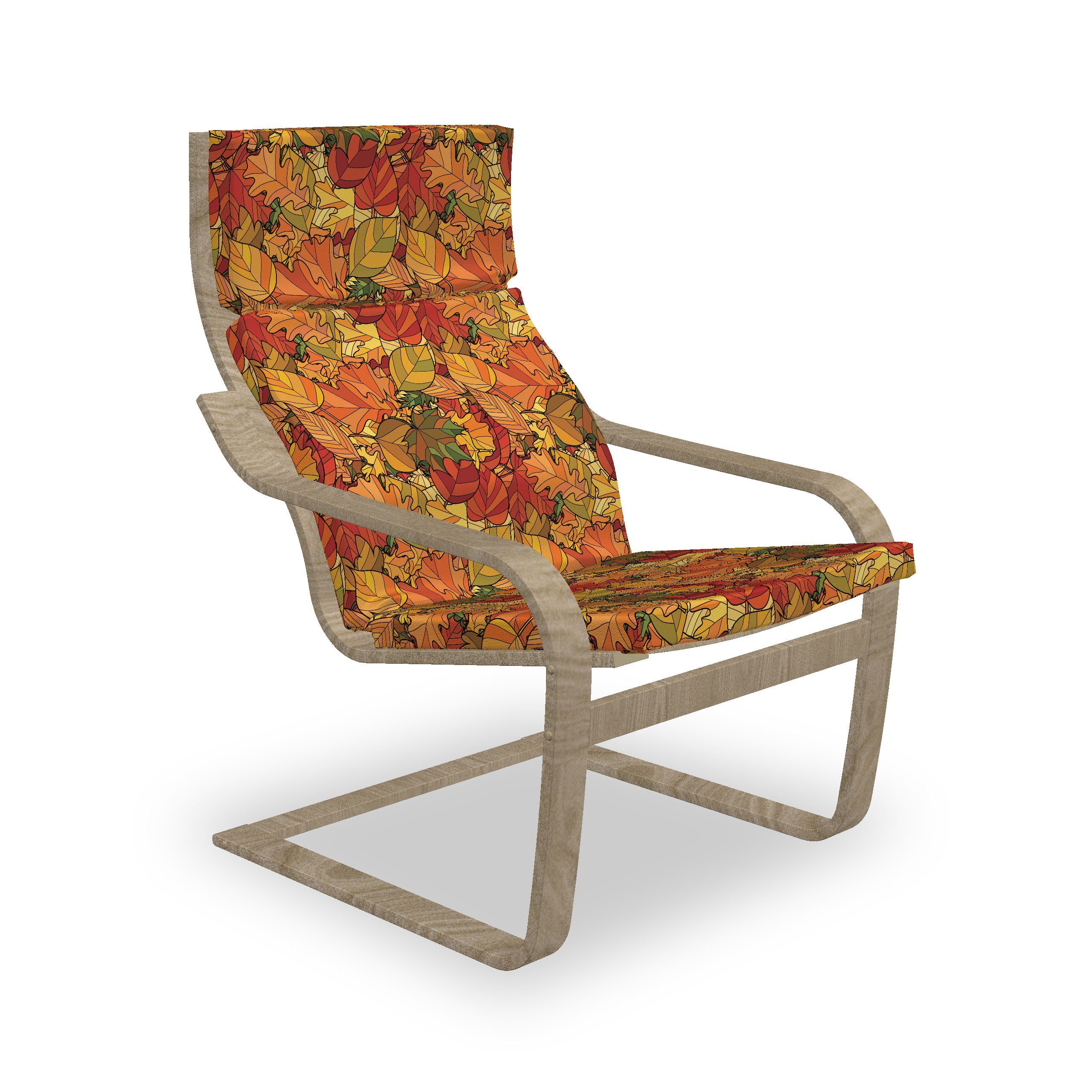 Hakenschlaufe und Stuhlkissen Stil Stuhlkissen Blätter Reißverschluss, Abstrakt Sitzkissen Doodle Abakuhaus mit mit Herbst