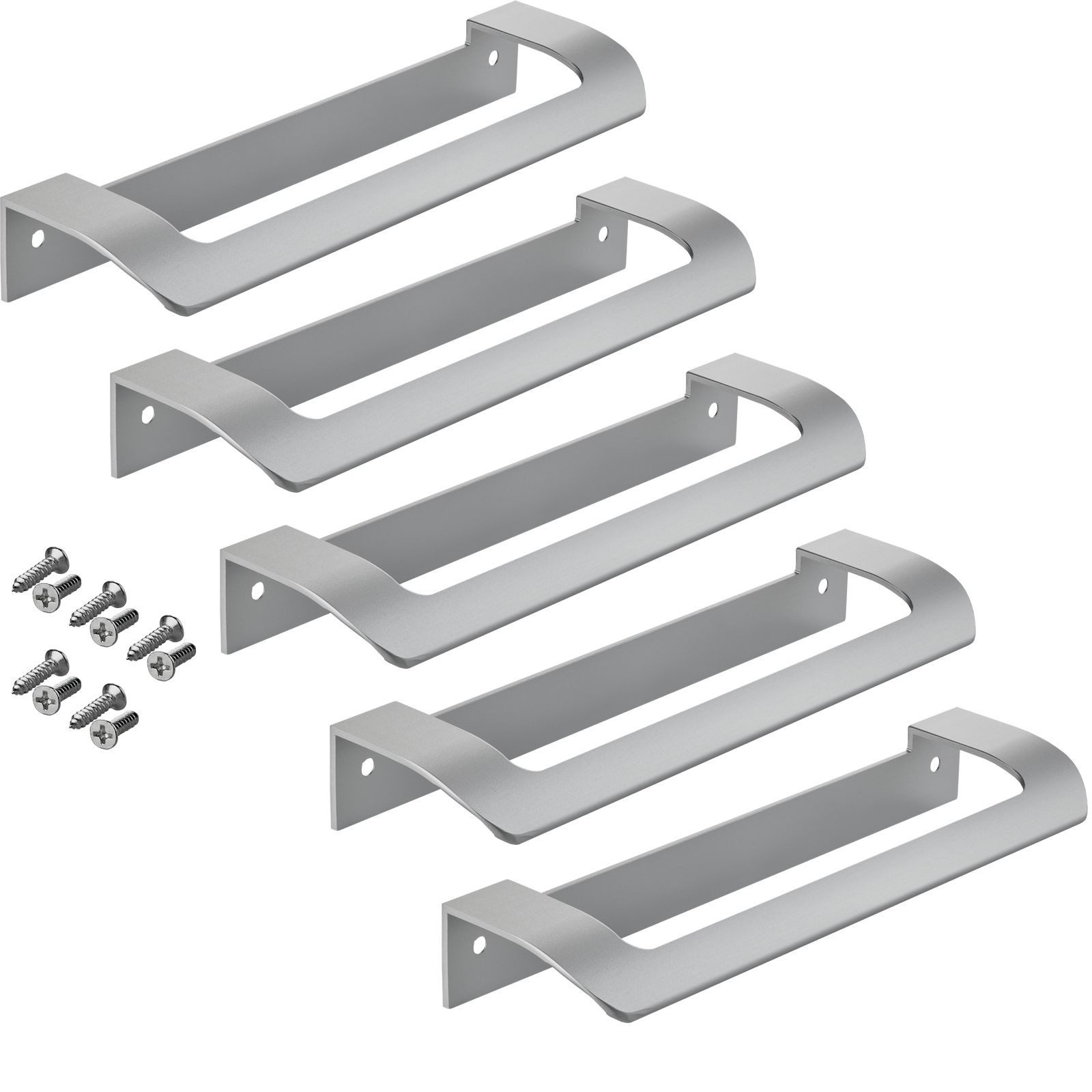 SO-TECH® Möbelgriff LYS Bohrlochabstand (BA) 160 mm Schrankgriff Schubladengriff (Spar-Set, 5-St), Griff passend für Schiebe- oder Falttüren, Chrom matt