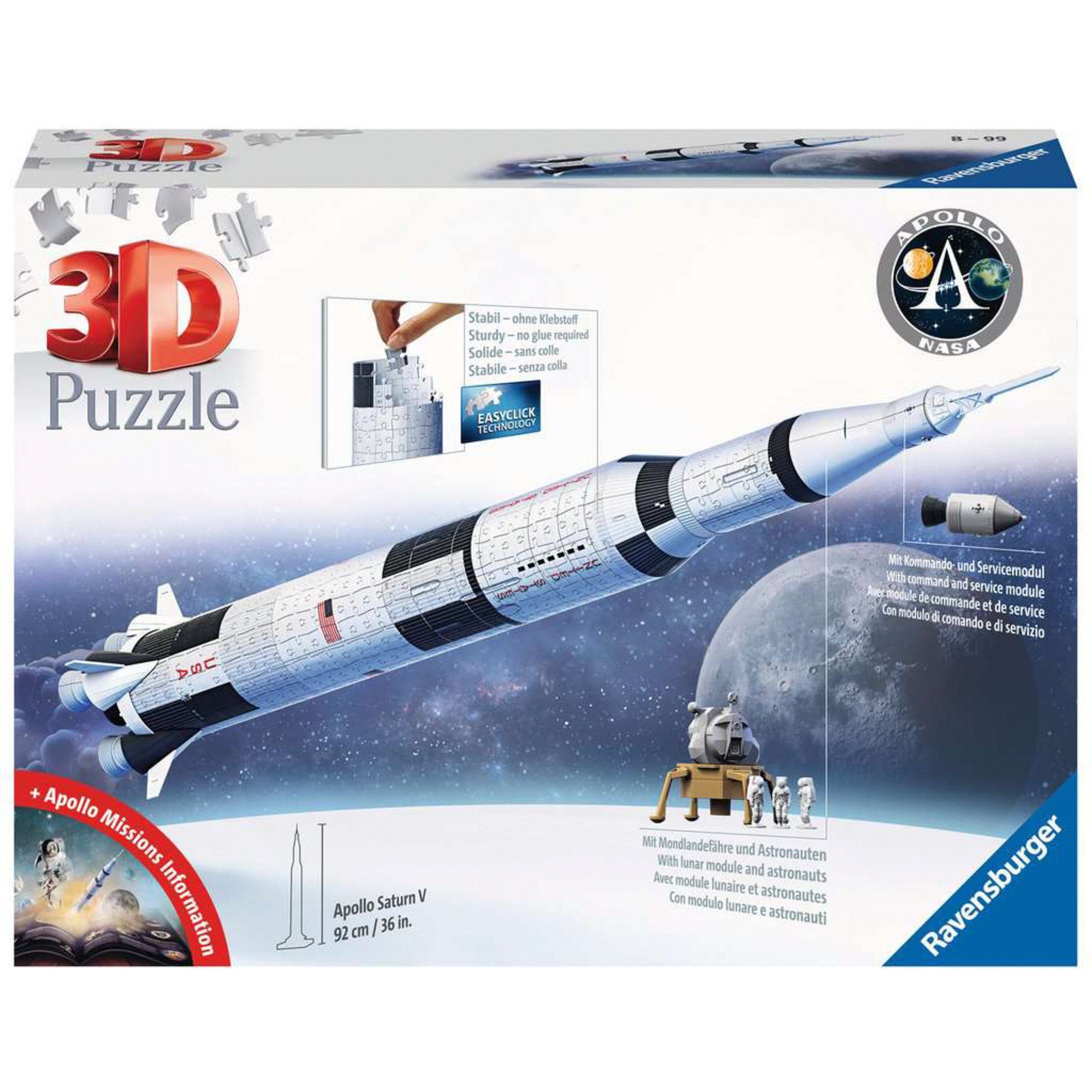 Ravensburger Puzzle Ravensburger 3D-Puzzle Apollo Saturn V Rocket, 440 Puzzleteile